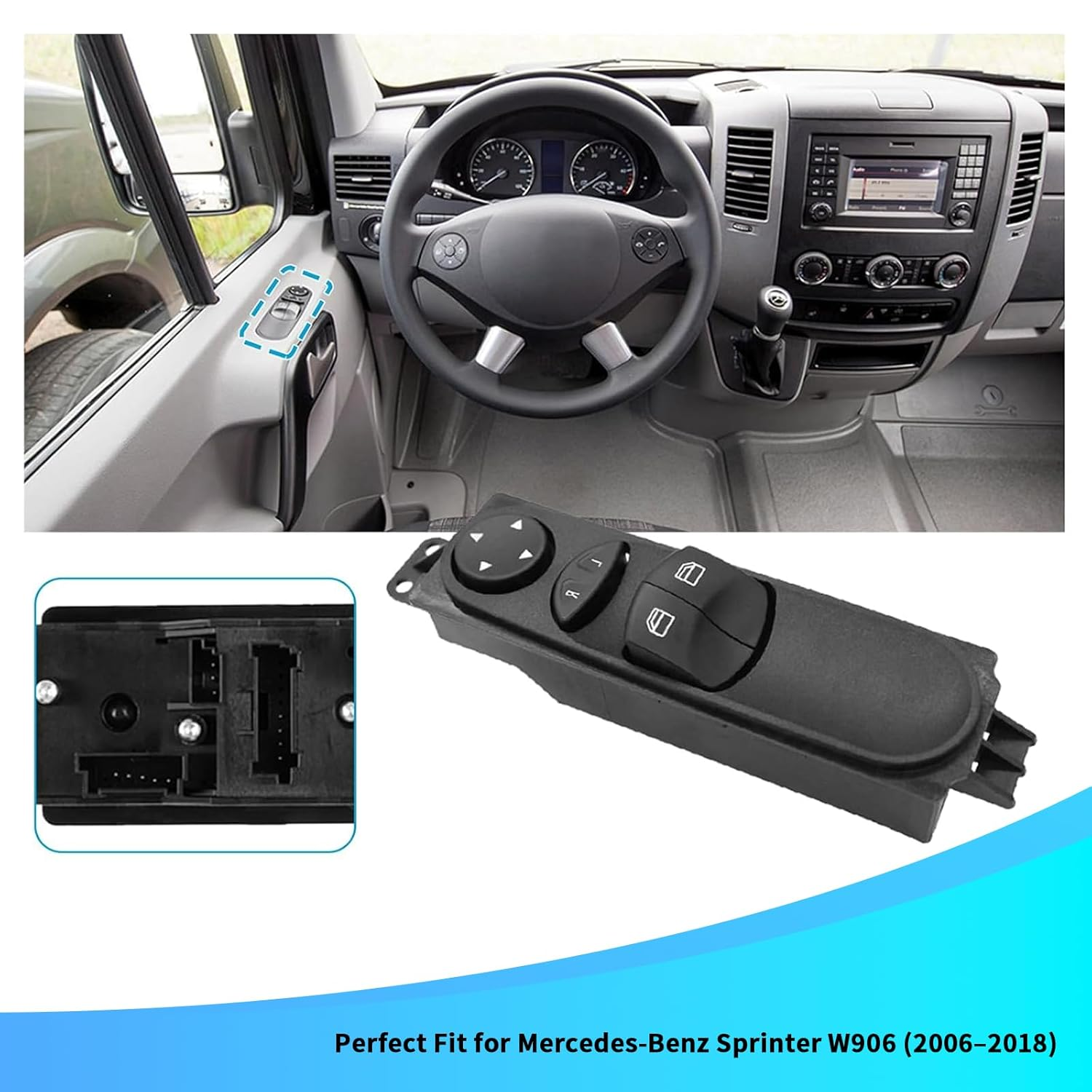 Power Window Switch for Mercedes-Benz Sprinter W906 2006-2017 Master Control A9065451213 Easy Plug and Play Durable Smooth Operation Fits Dodge Sprinter 2500 3500 Left Driver Side image number 6