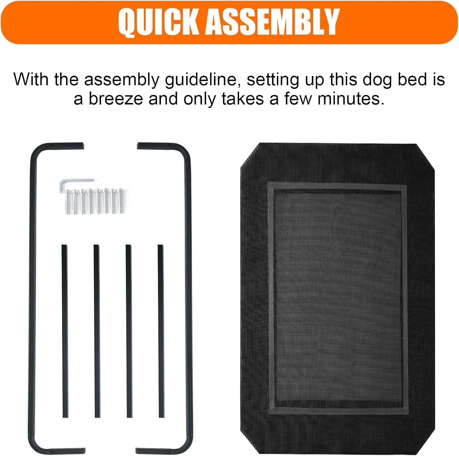 Elevated Dog Bed for Large Dogs，Raised Dog Bed Cot Cooling，Portable Pet Travel Bed for Outdoor，Washable Breathable Mesh Pet Bed with Metal