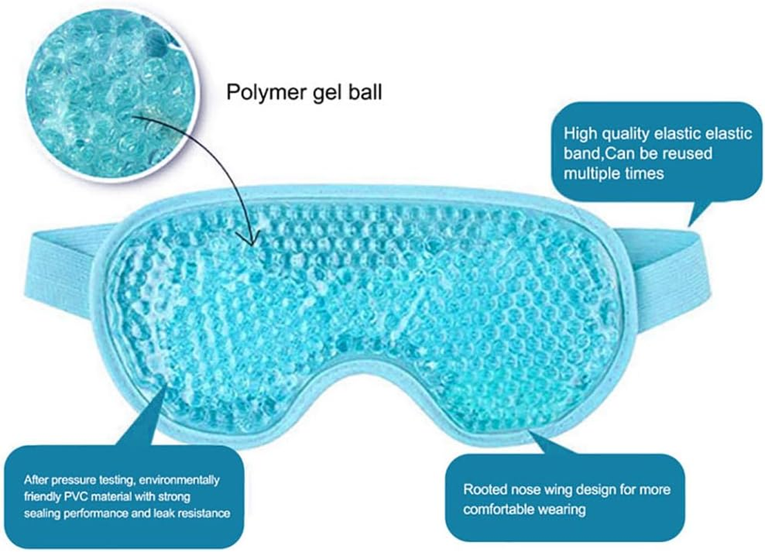 Heatunk Soothing Light Blue Cooling Eye Mask | Reusable Hot/Cold Gel Therapy | Relief for Puffy Eyes, Migraines, Headaches & Dark Circles