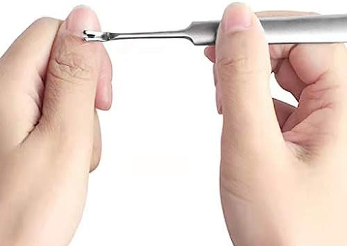KDDOM 2 Pcs Stainless Steel Cuticle Pusher Remover Dead Skin Fork Trimmer Professional Cuticle Trimmer image number 2