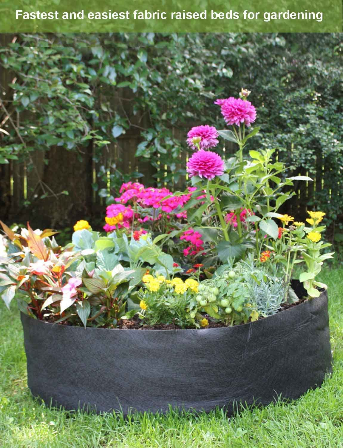 100 Gallon Plant Grow Bags, Heavy Duty Fabric Raised Garden Planting Bed round Breathable Felt Planting Container for Vegetables Flower Herbs and Plants, Gardening Outdoor image number 2