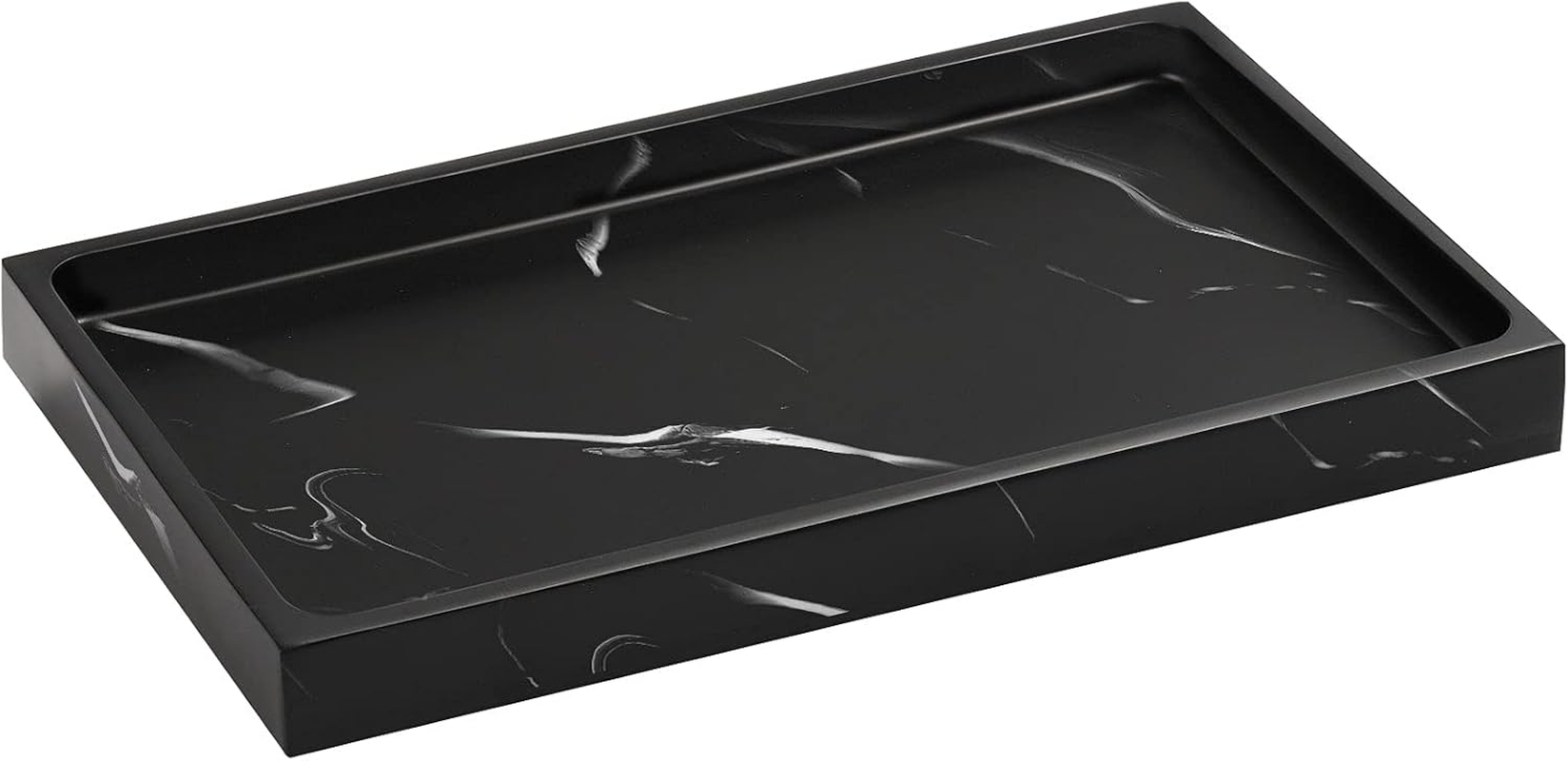 Luxspire Rectangular Non-Slip Resin Bathroom Tray Decorative Tray for Home, Living Room and Bedroom, for Jewelry, Candles and Soap, Size 20 X 10 X 1.8 Cm, Terrazzo