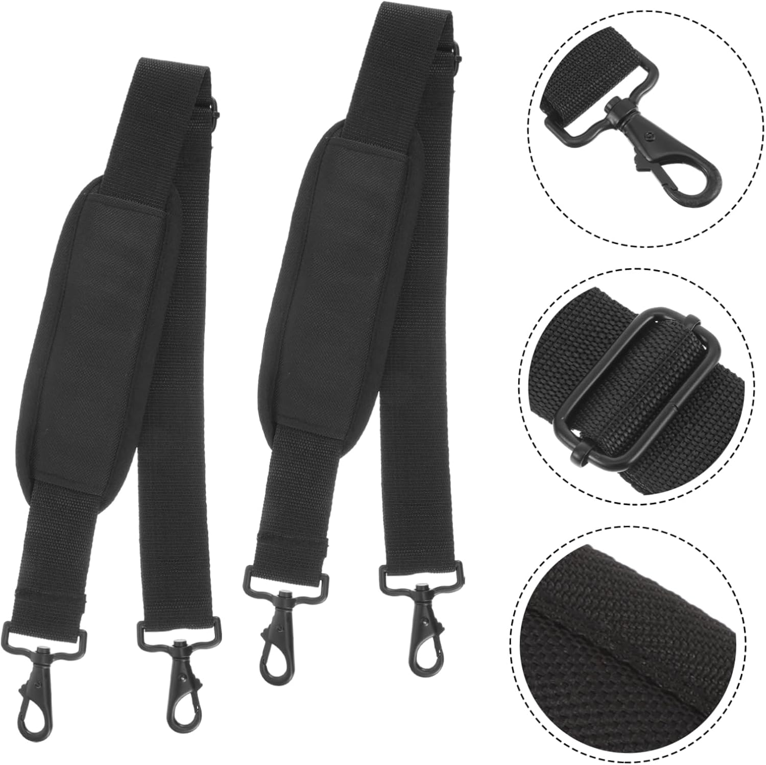 Totority 2Pcs Backpack Straps Replacement Webbing Straps with Buckles Bags Carry Duffle Bag Violin Backpack Straps Bam Violin Case Straps Messenger Suitcase Belt Violin Bag Kit Canvas Black