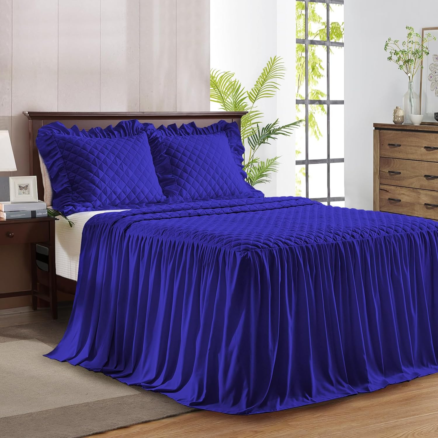 UOZZI BEDDING Ruffled Bedspread Skirt Set URCQ05-Q image number 6