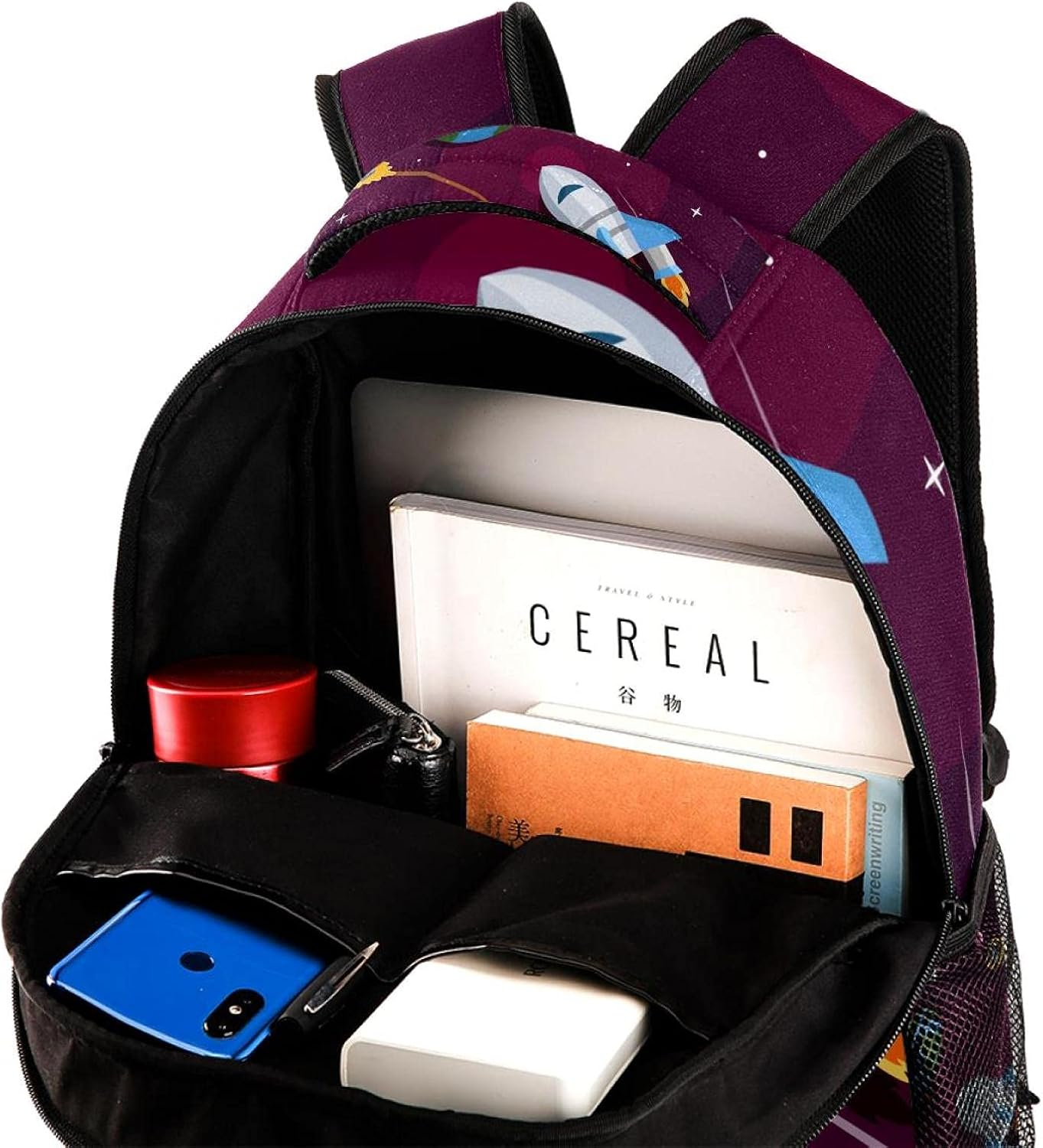 Creative Space Earth Spaceship Backpack Students Shoulder Bags Travel Bag College School Tote Backpacks image number 4