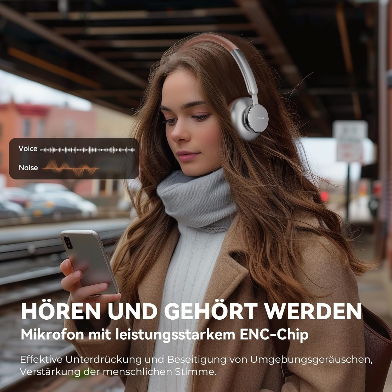 TONEMAC H9 Wireless Headphones, Bluetooth 5.4, Built-In Microphone, 80 Hours Playtime, Brilliant Style, Gaming Mode, Noise Isolation, Retro Rock Style, 36Mm Deep Bass Headsets, Brown image number 3