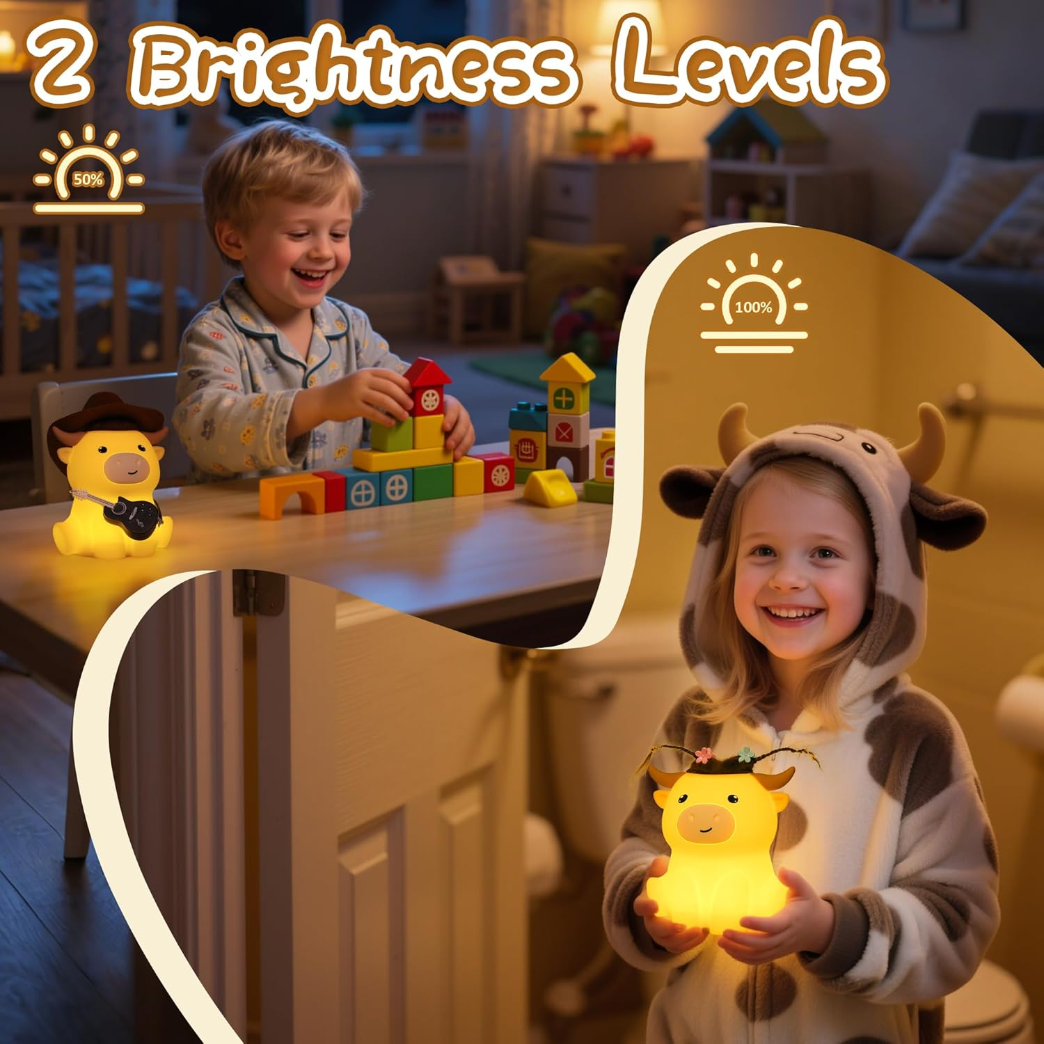Yuandian Highland Cow Night Light, Squishy Silicone Lamp. Rechargeable, Dimmable with Timer, Touch Control for Bedside, Gift Nightlight for Breastfeeding Toddler Baby Kids (No Accessories Included) - Highland Cattle image number 5