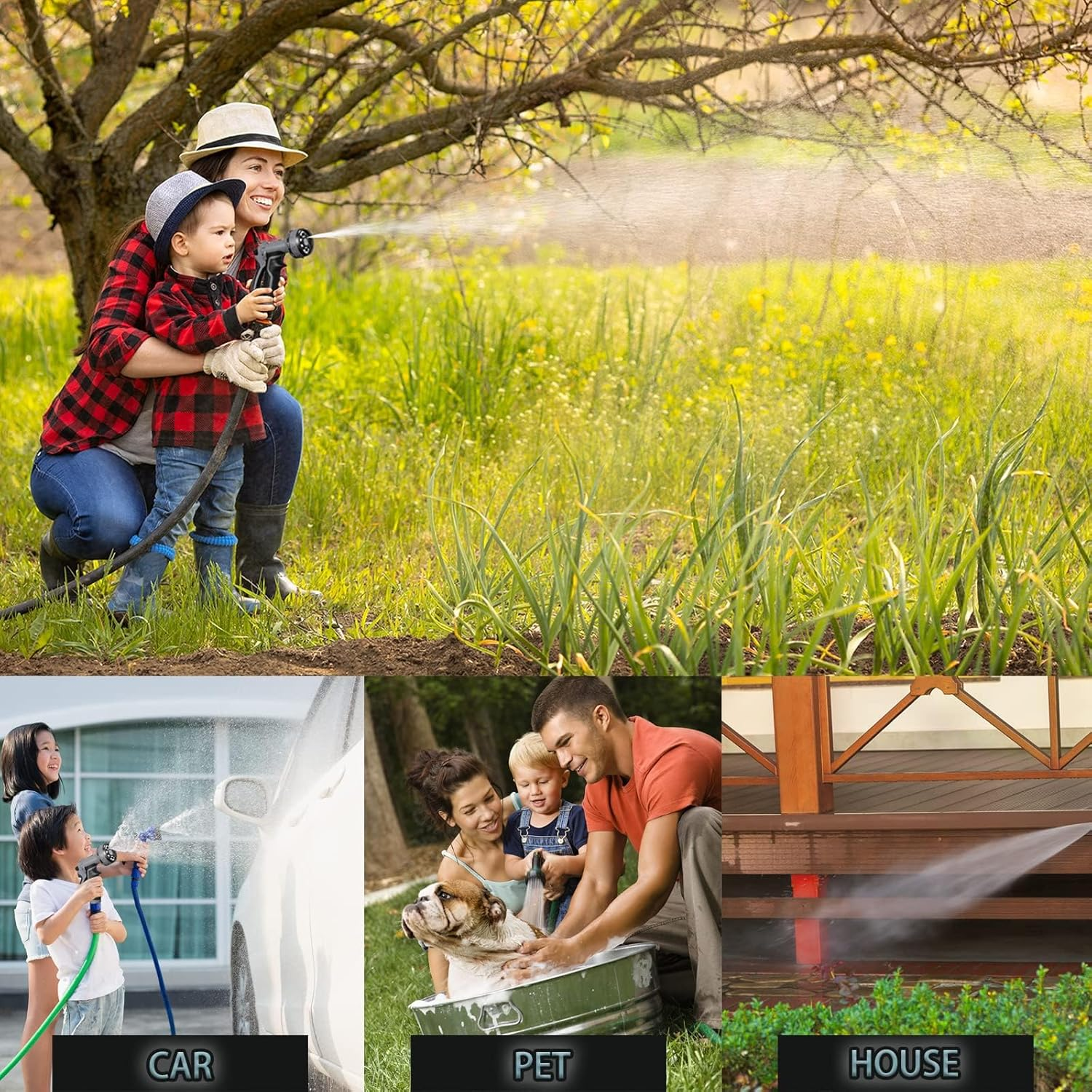 Garden Hose Nozzle,Upgrade Garden Hose Spray Gun,8 Adjustable Watering Patterns Garden Hose Nozzles & Spray Guns, Hose Nozzle Suitable for Watering Plants/Washing Cars/Showering Pets(Grey) image number 2