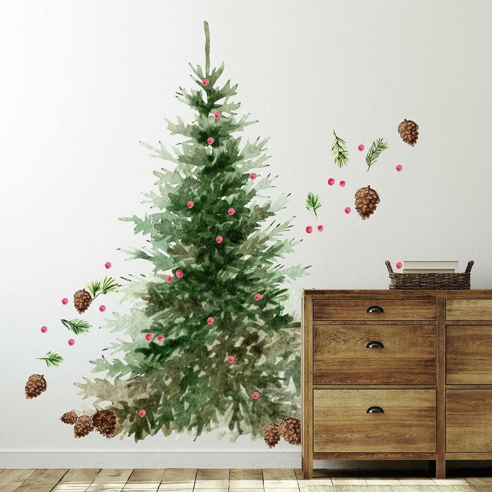 Roommates RMK4835GM Watercolor Evergreen Christmas Tree Giant Peel and Stick Wall Decals image number 4