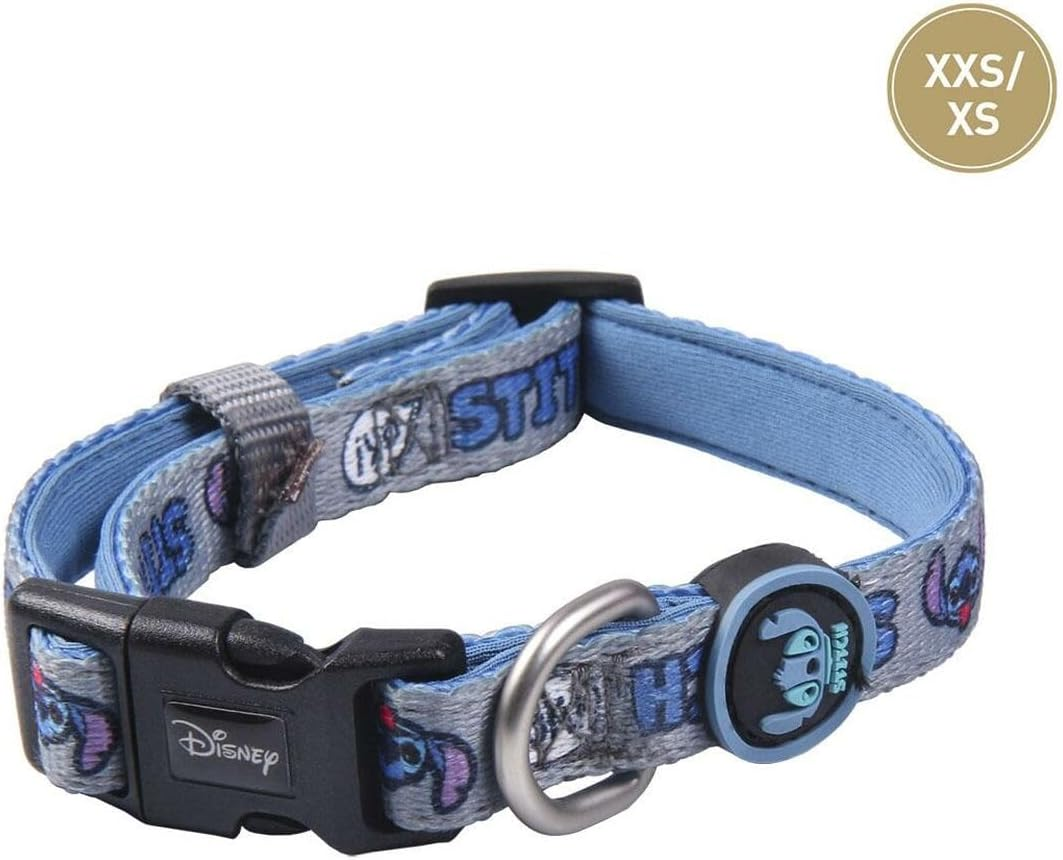 Stitch Premium Dog Collar - Blue - Size XXS-XS - Quick Click Closure - 3D Details - Dog Collar Made of Polyester - Original Product Designed in Spain image number 4
