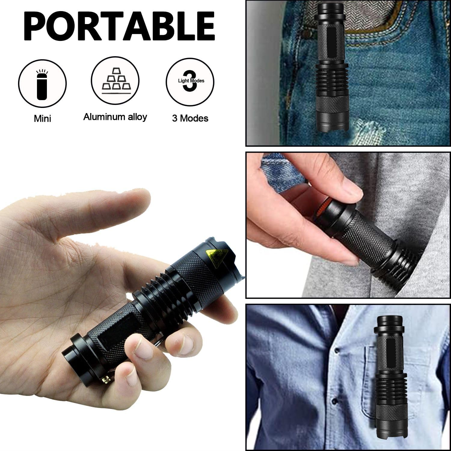 HYVCZP LED Amber Flashlight, 3 Modes Yellow Flashlight 3500K Warm Light, Blue Light Blocking for Daily Use, Camping, Aviation, Eye Care, Sleep Aid, Photography (2) image number 1