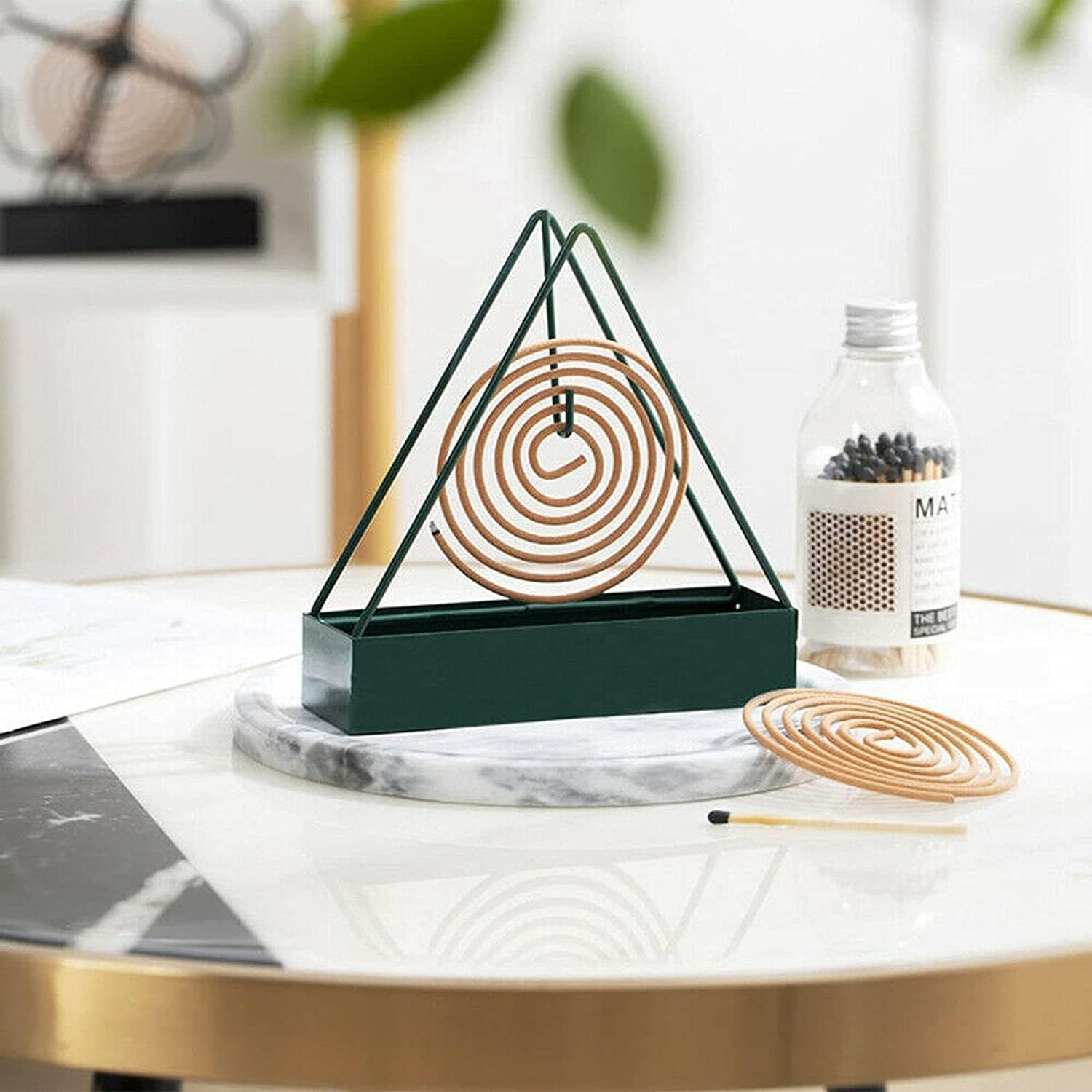 Triangular Wrought Iron Mosquito Coil Holdermosquito Coil Holder | Metal Incense Burner | Portable Bug & Insect Repellent | Home & Garden Fragrance & Aromatherapy (Green) image number 2