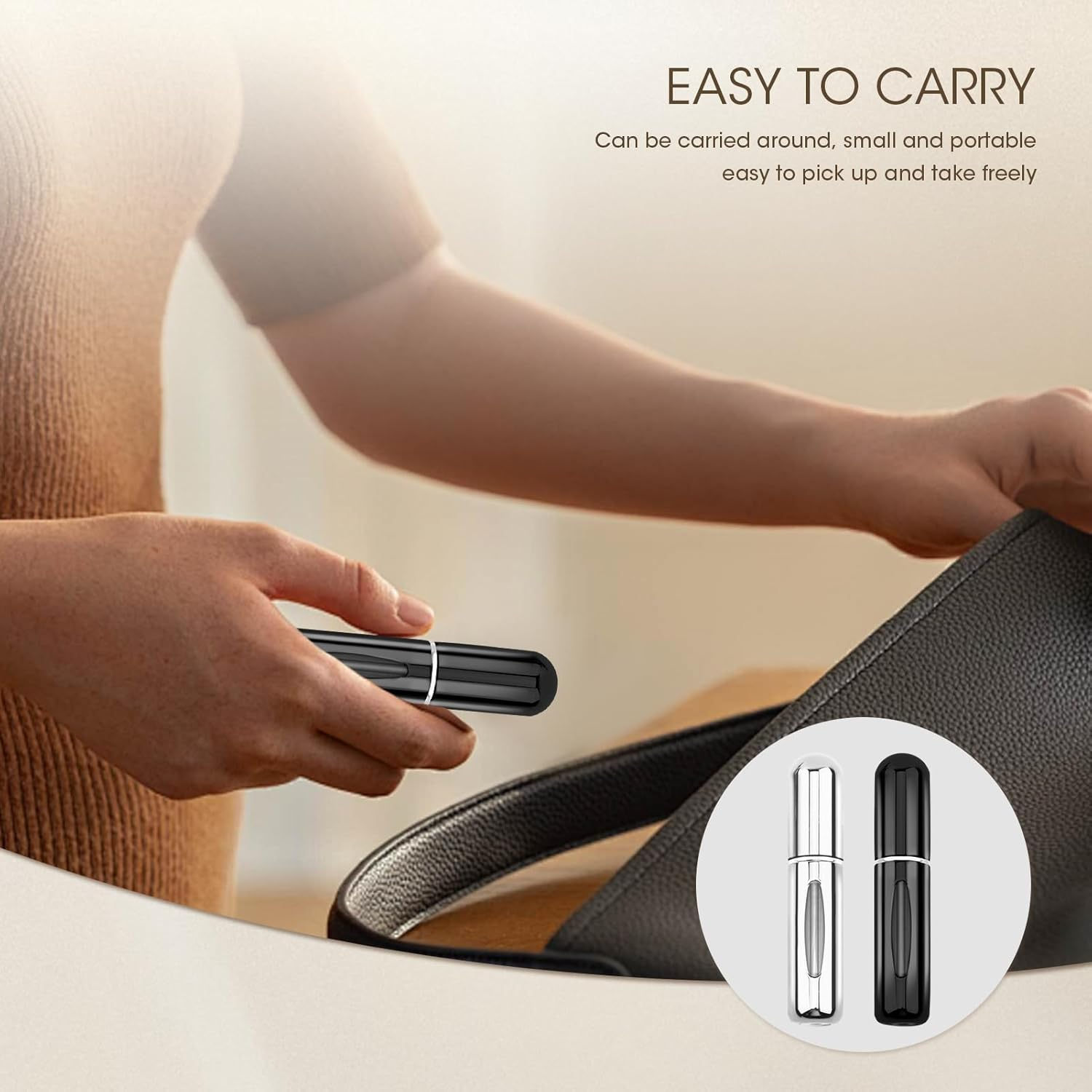 6 Pcs Perfume Bottle Travel Refillable, 5Ml Mini Atomizer, Portable Spray Pump Case, Compact Lightweight for Daily Use (Black & Sliver) image number 1