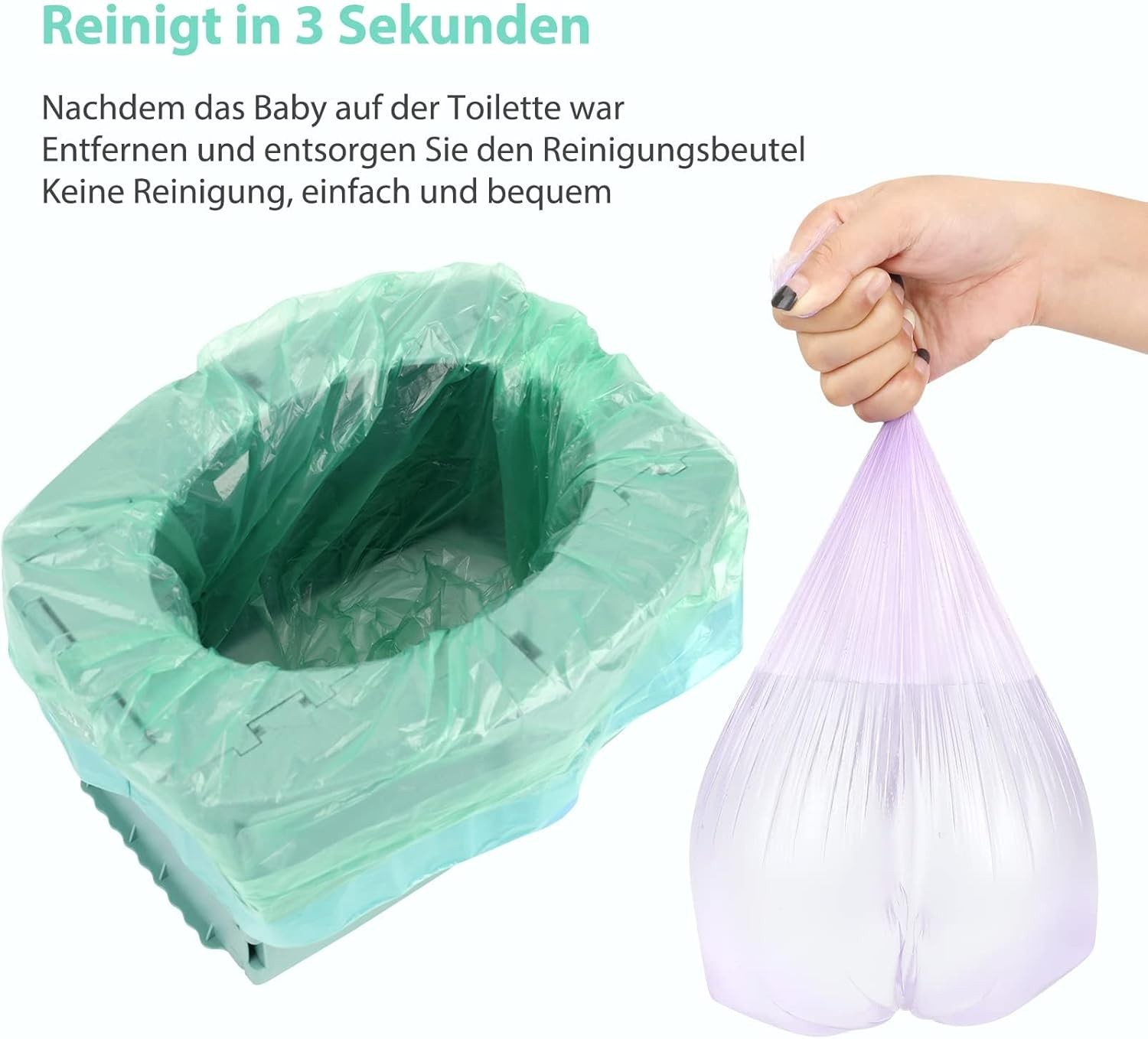 Travel Potty for Kids, Reusable Portable Folding Potty for Toddler, Foldable Toilet for Outdoor Camping, Toddler Potty Seat (Green) image number 1