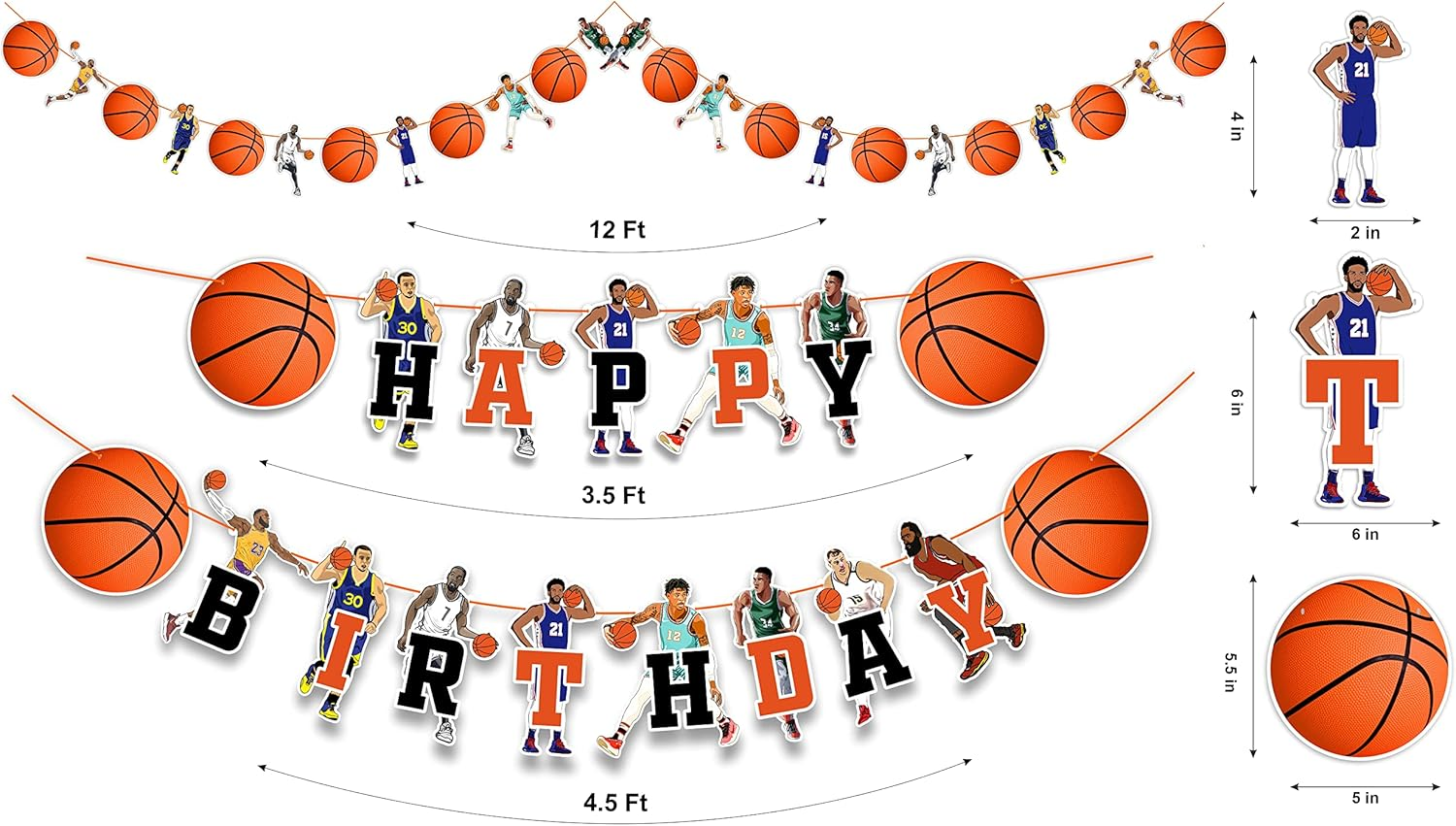 Basketball Theme Birthday Party Supplies &ndash; Sports Party Decorations for Kids, Basketball Cake Toppers, Balloons, Plates & More for Basketball Fans image number 1
