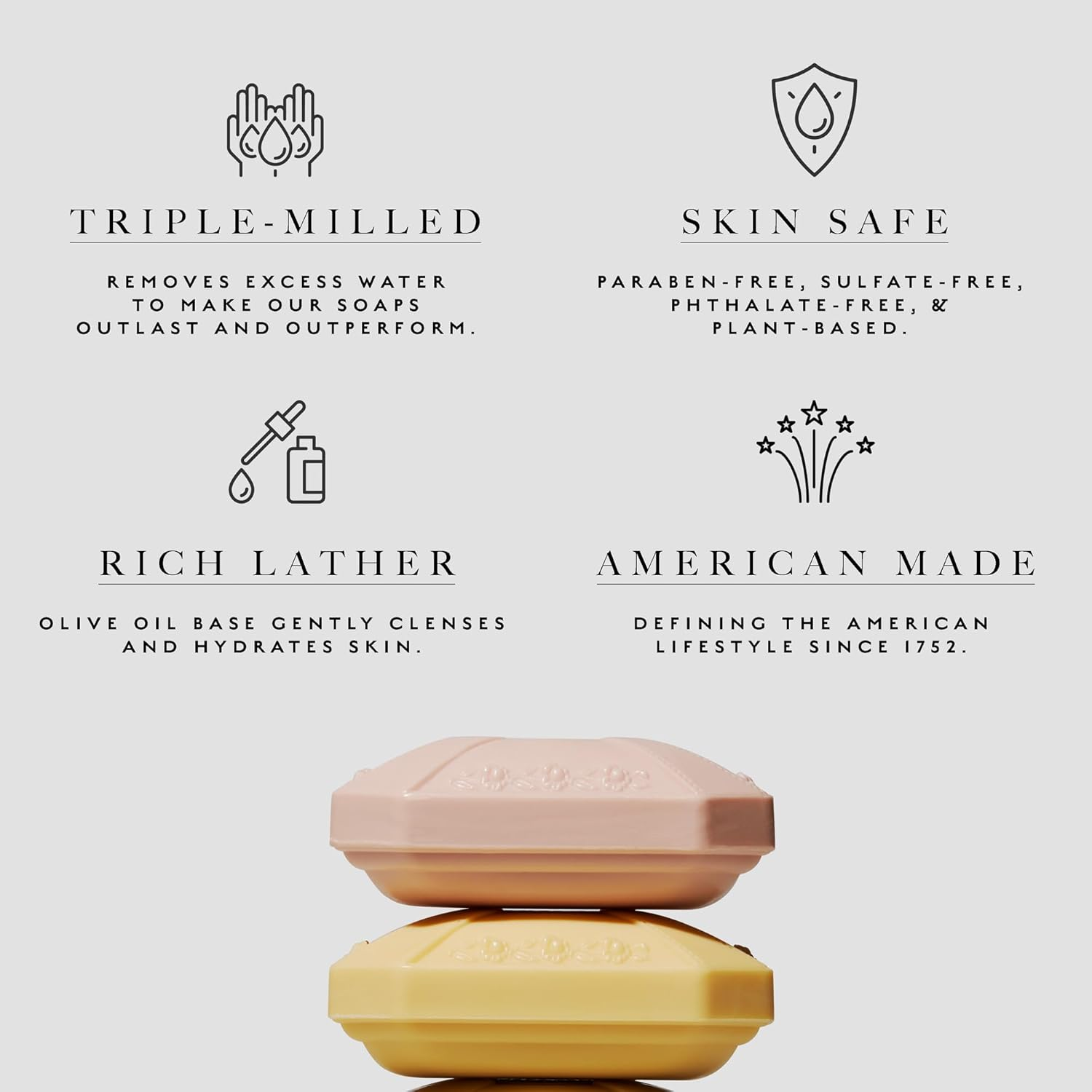 Caswell-Massey Natural Bar Soap Gift Set, Almond, Verbena, Lavender Scents, Triple-Milled Moisturizing Body Soap, Plant-Based for All Skin Types, Men, Women, Made in USA, 3 Bars, 5.8 Oz Each image number 3