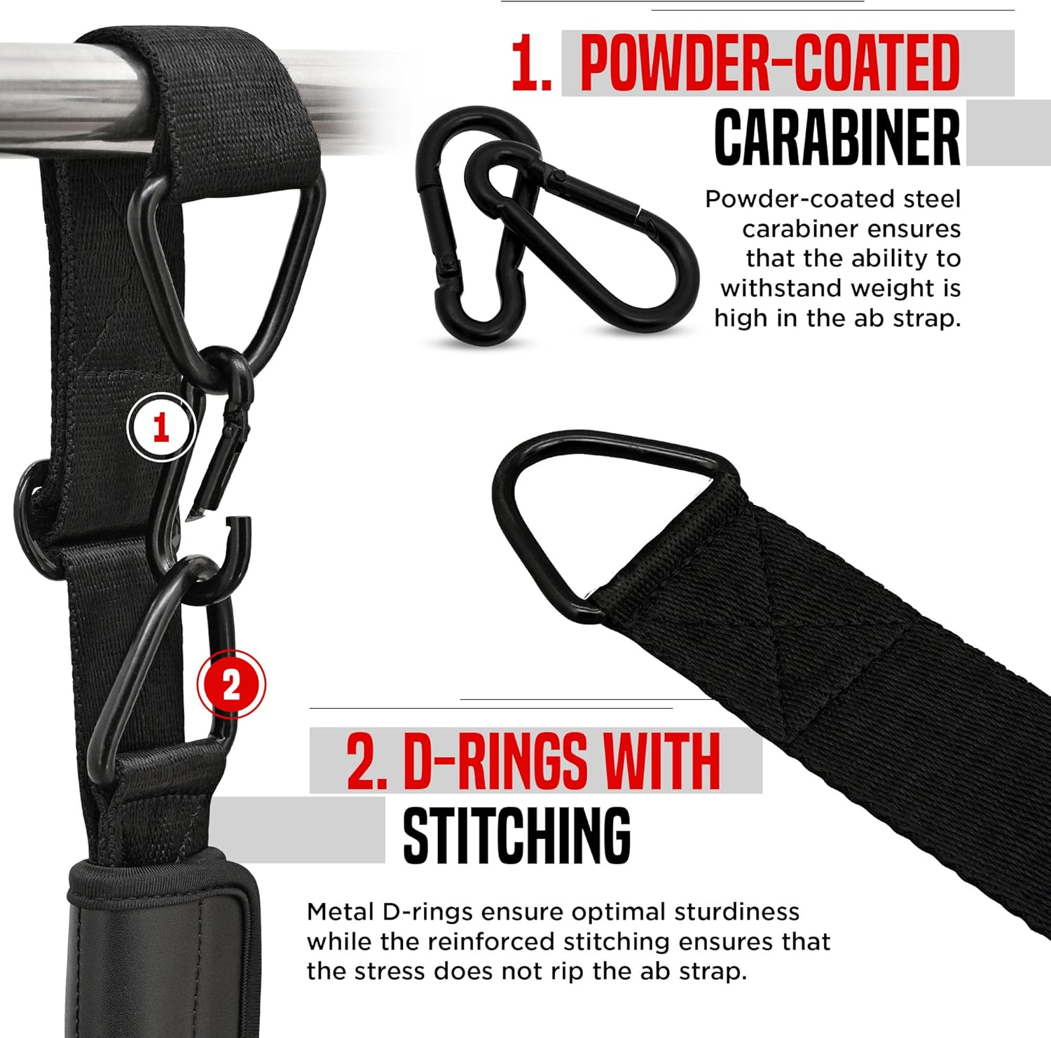 RDX Fitness Hanging AB Straps for Abdominal Muscle Building and Core Training, Maya Hide Leather Strap Steel D-Rings, Pull up Assist Straps, Elbow Hanging Men Women Home Gym Workout Equipment image number 4