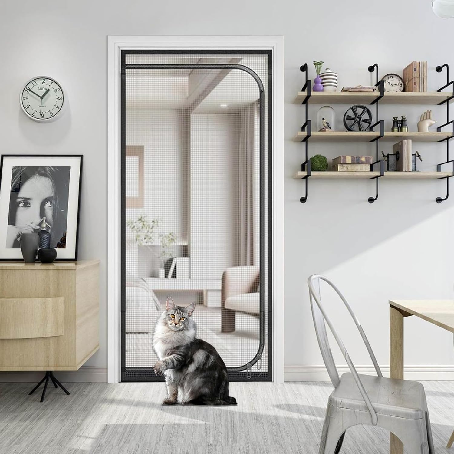 KMDZDZGS Cat Guard, Black Steel Cat Door, 80 X 200 Cm, Zip Fastener, Cat & Dog Safety Gate for Living Room, Bedroom image number 3