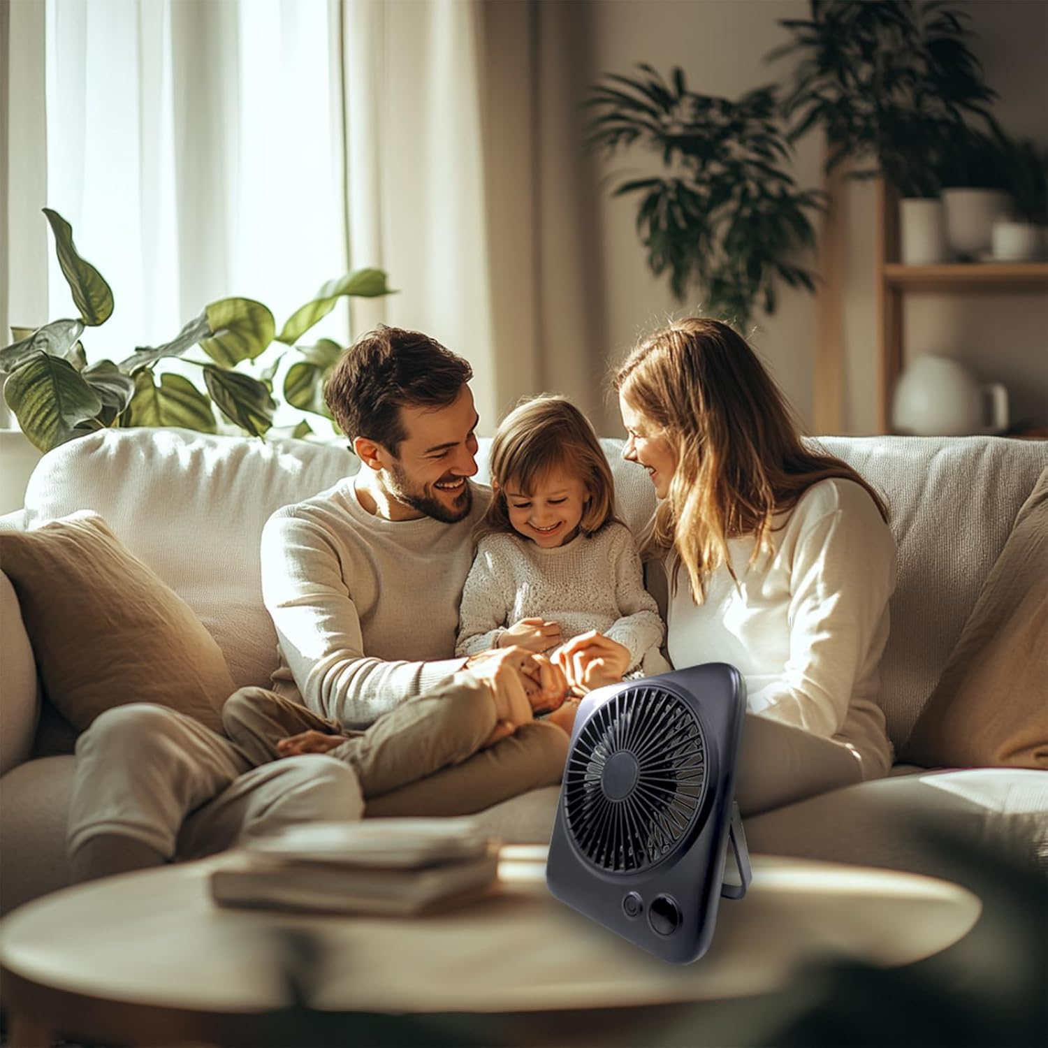 Portable Desk Fan with Digital Display - Quiet Desktop Fan 4-Speed Adjustable Airflow, 4000Mah Rechargeable USB Fans, Type-C Charging Port, Ideal for Home, Office, Travel and RV, Black