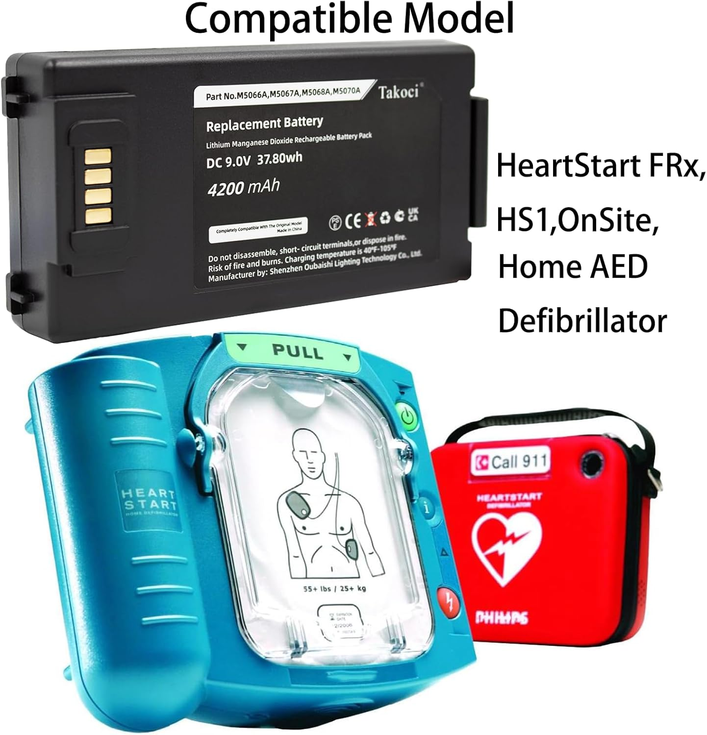 M5070A Battery Replacement Compatible with Hear/Tstart Onsite HS1 Frx M5066A M5067A M5068A 4200Mah/9V image number 1