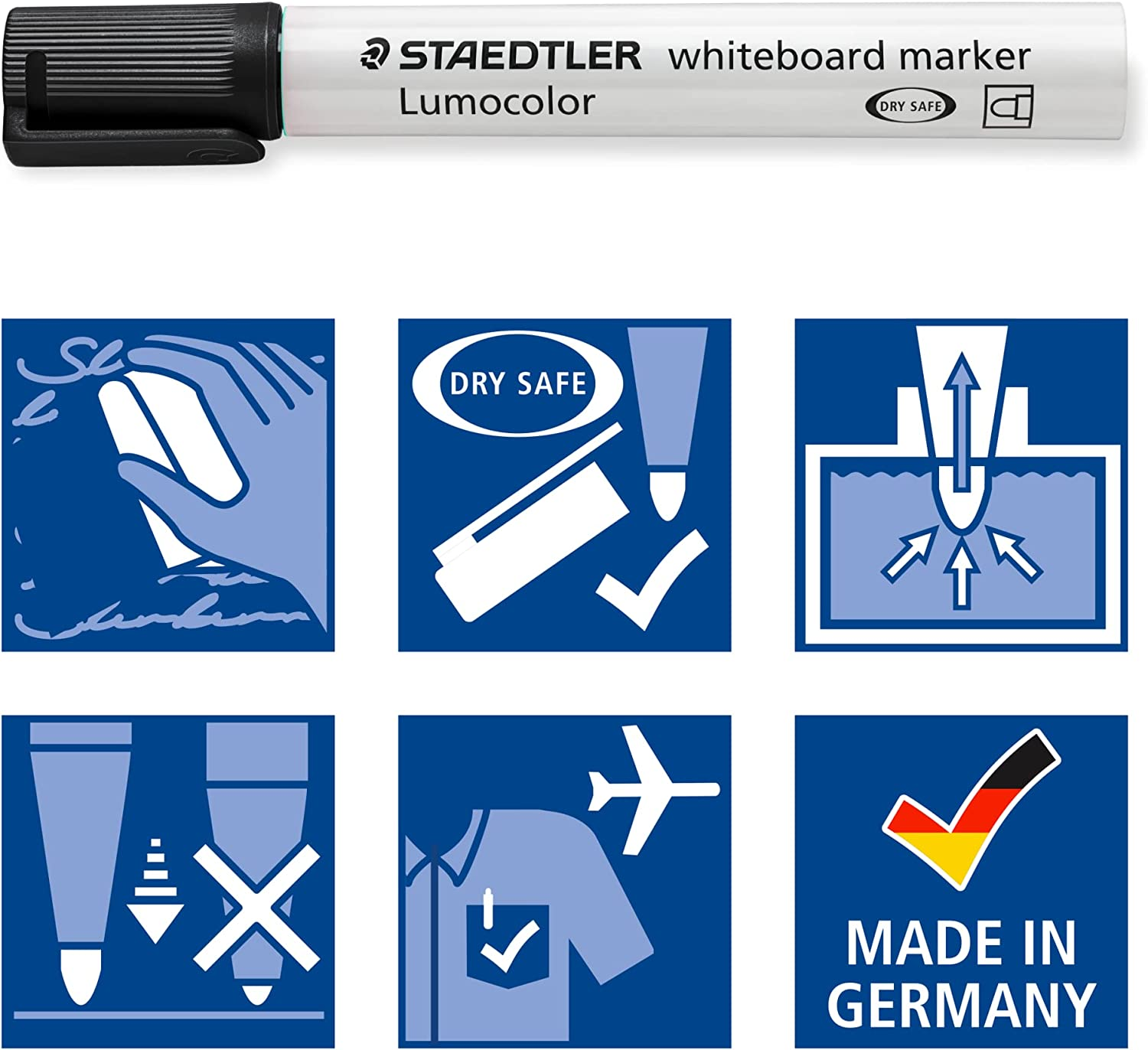 Staedtler Lumocolor Whiteboard 351 Bullet Tip Marker, Black (Pack of 4) image number 1