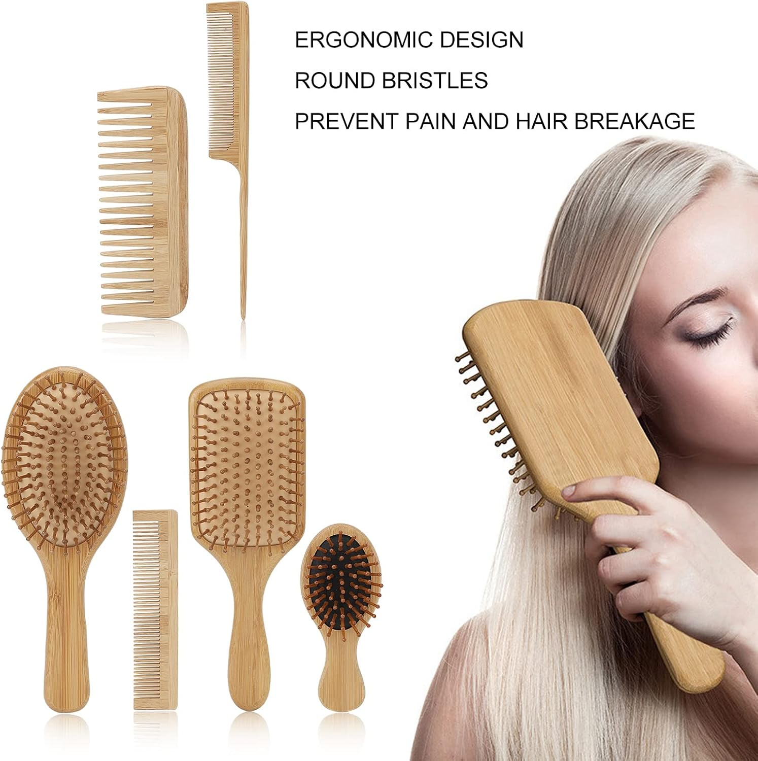 Hair Brush Comb Set, Detangling Hair Hair Brush Set Environmentally Friendly for Barber Shop