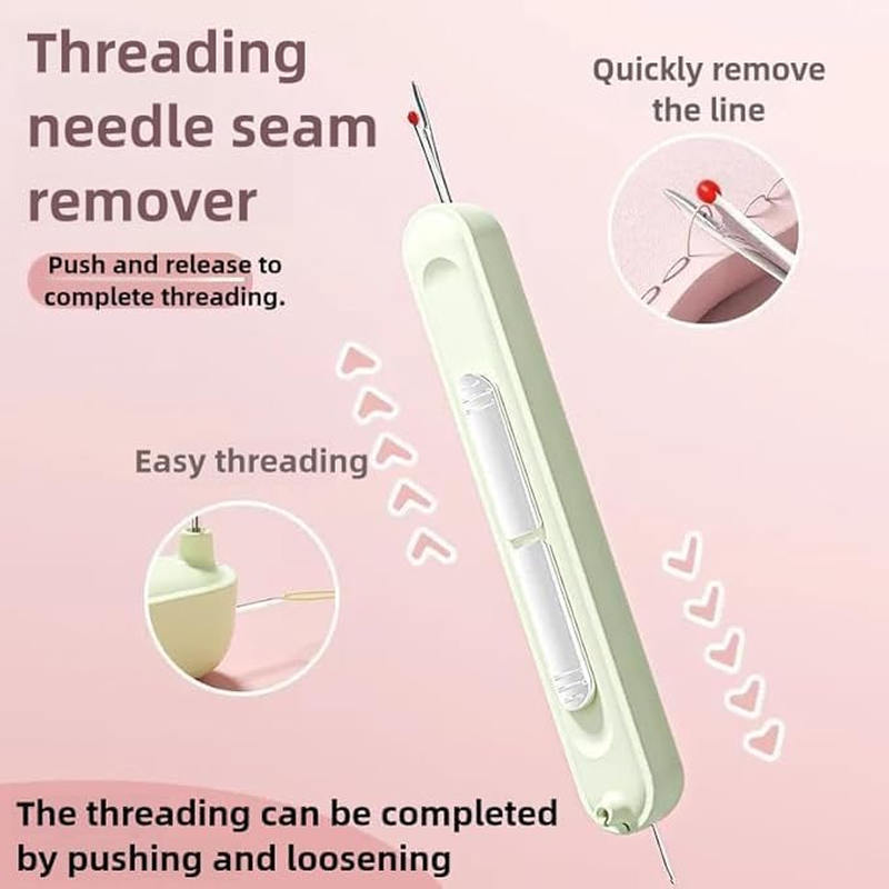 2-In-1 Needle Threader and Seam Ripper, 3Pcs 2-In-1 Needle Threader Seam Ripper,2 in 1 Threading and Thread Removal Tool,2-In-1 Retractable Seam Remover Seam Ripper,2 in 1 Needle Threader Seam Ripper