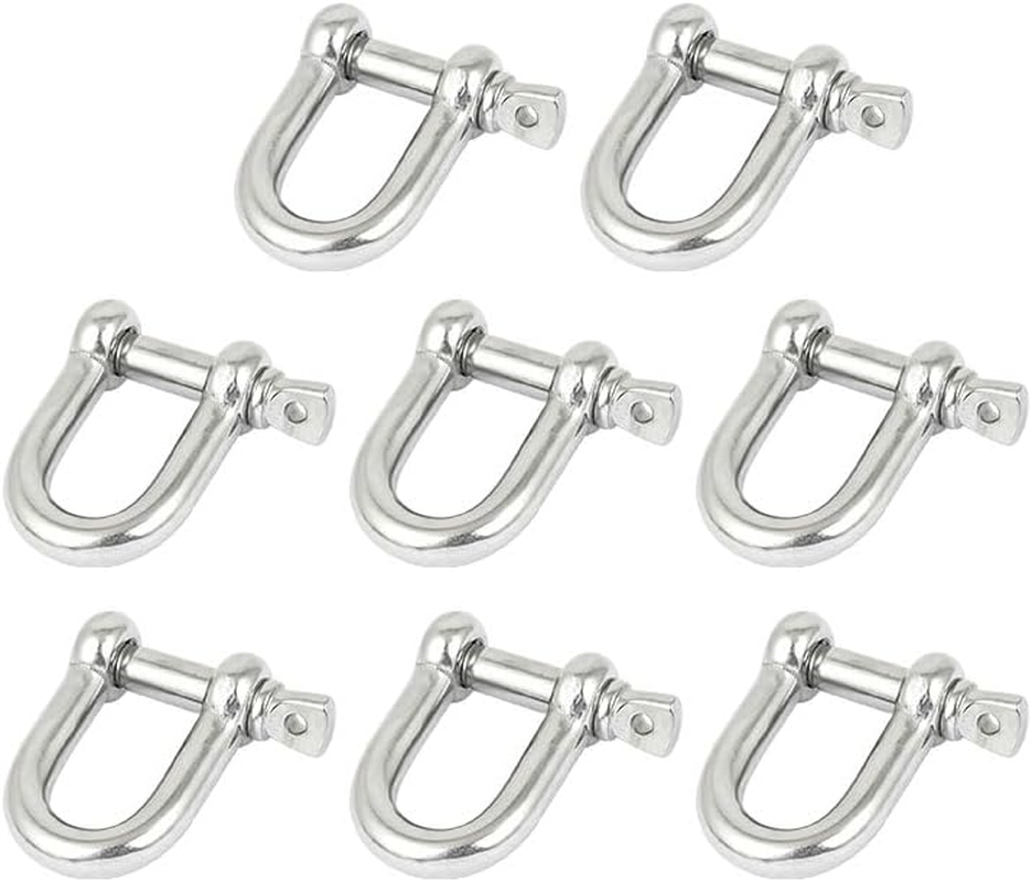 4Mm D Ring Shackles M4-304 Stainless Steel Heavy Duty Safety Lock, D-Shape Bow Shackle for Chains/Wire Rope/Lifting, Marine & Outdoor Use (Pack of 8) image number 5