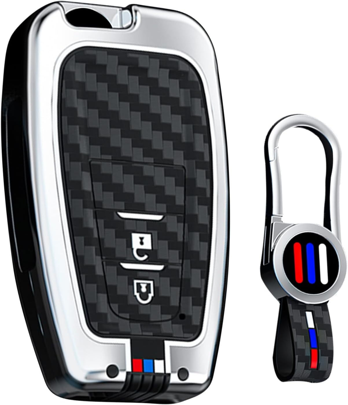 Ontto Luminous Car Key Cover Fit for Toyota RAV4 Camry Prius Prime Avalon C-HR GT86 Highlander Prado Yaris Metal Smart Shell Case Key Holder Keyring Keychain Accessories 2 Buttons Black