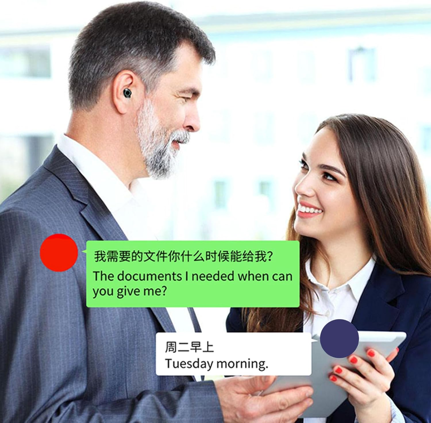 Voice Translator Earphones, 144 Online Real-Time Voice Translation Headphones, Three Modes, Touch Control, Earbuds Translation Device with App Music Call Function, Black image number 5