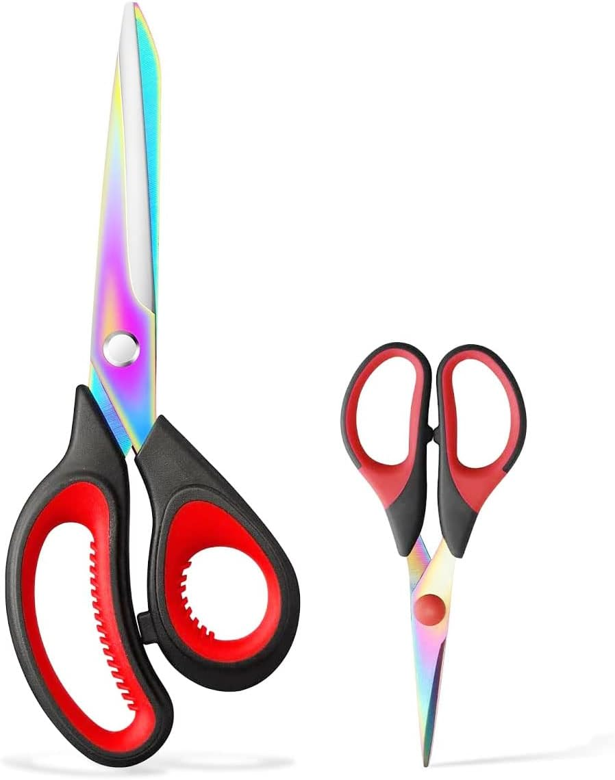 ZXUY Craft Scissors Sharp Blades Fabric Scissors Rubber Soft Grip Handle Multipurpose Scissors Suitable for Sewing/Arts/Crafts/Office/School and Home (Black 2Pcs) image number 4