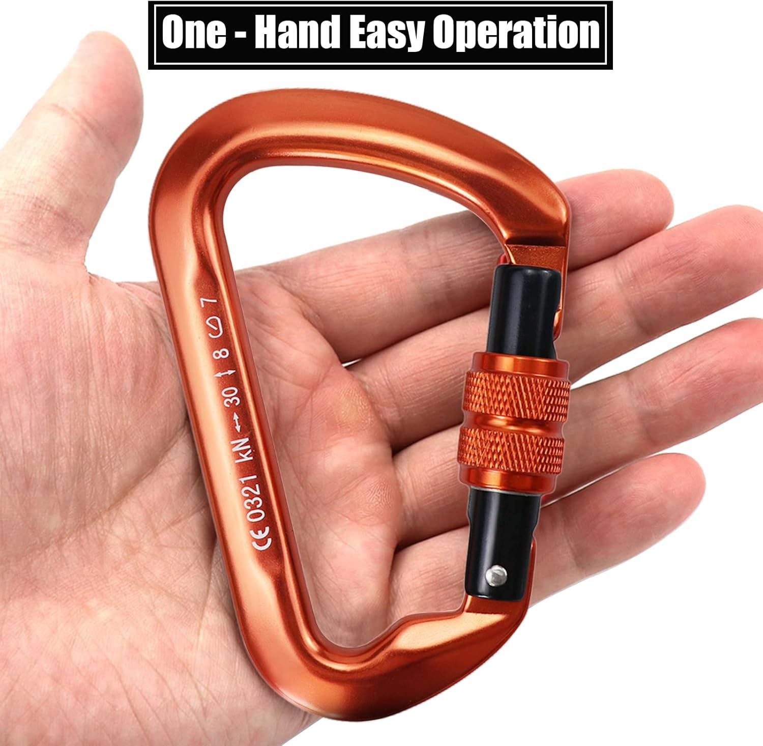 D Type Climbing Carabiner, Aviation Aluminum Alloy 2PCS 30KN Heavy Duty Rock Climbing Carabiner, CE Certified Climbing Buckle for Mountaineering image number 4