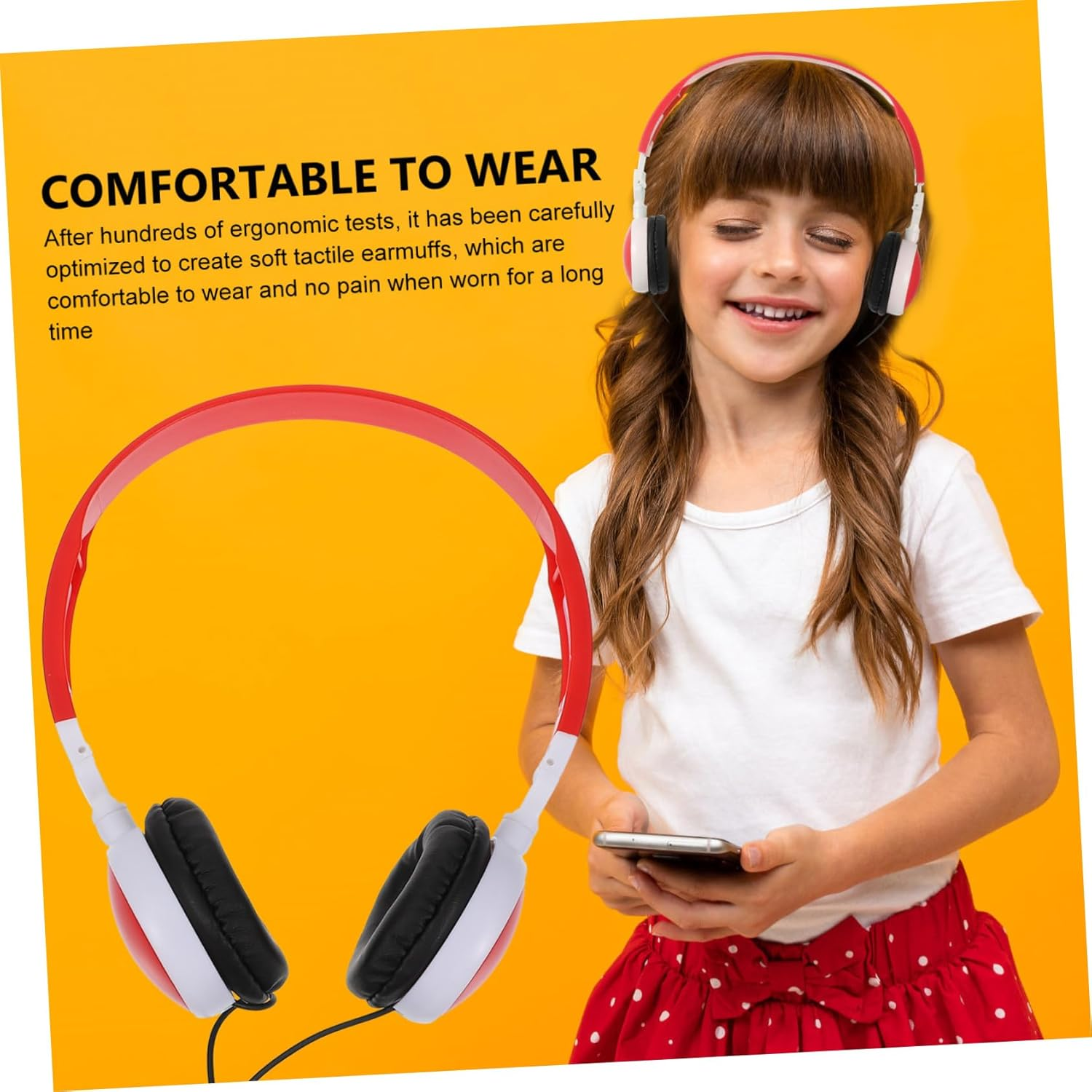 HOMSFOU Boys Girls Headphones with Cable Foldable Stereo Music Headset for School Home Travel Socket Earphones for Students and on the Go image number 2