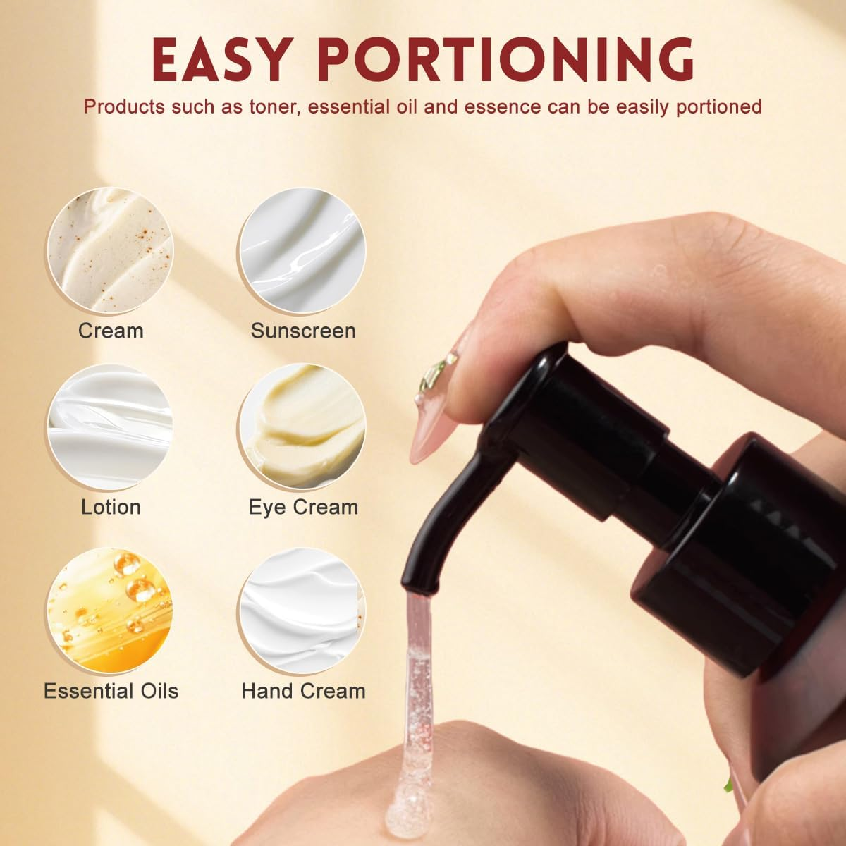 200Ml/6.7Oz Empty Wine Red Glass Pump Bottle with Black Pumps Refillable Soap Dispenser Cosmetic Containers for Essential Oil Lotion Cream, Wine Red, 200Ml/6.7Oz, Fashion image number 4