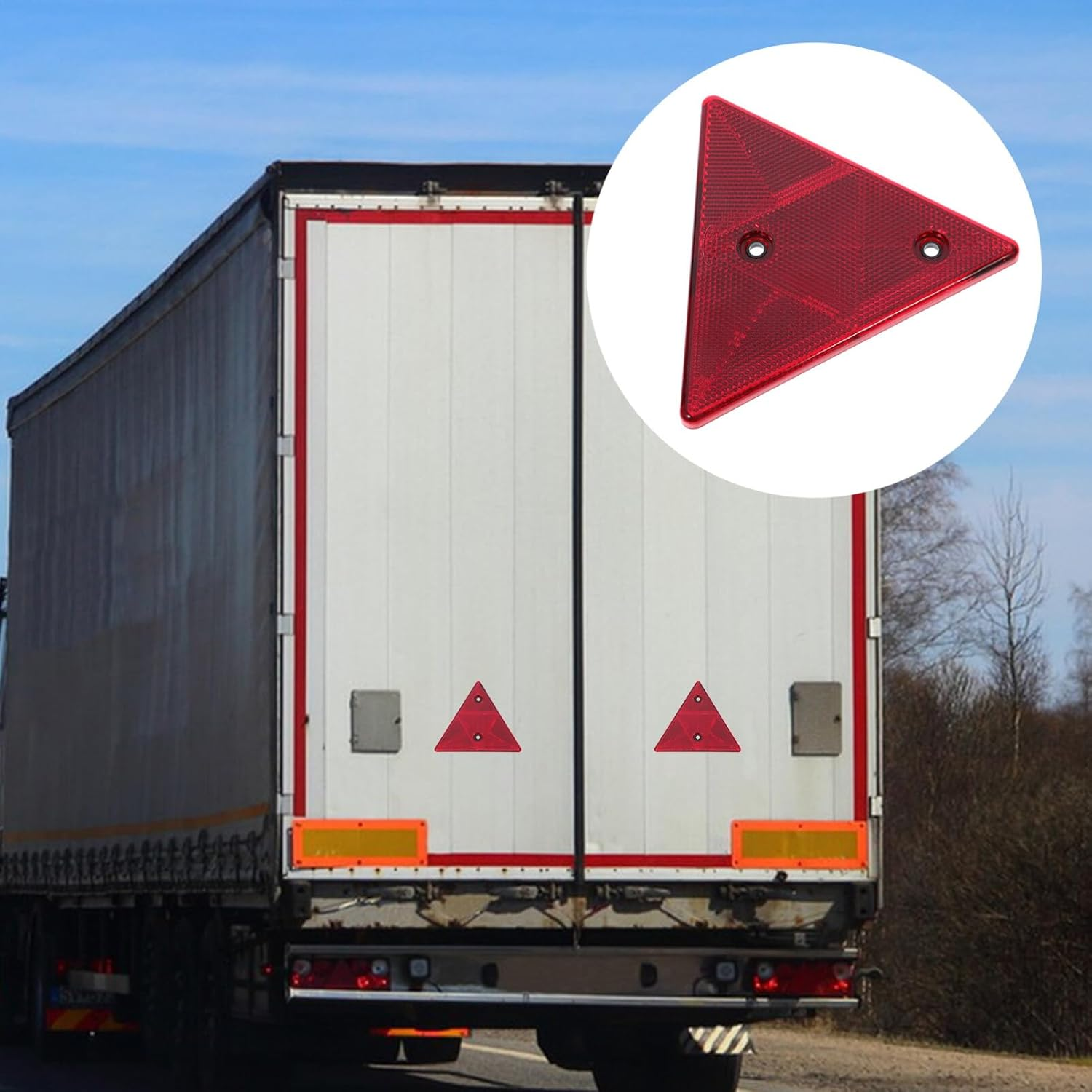 SOLUSTRE Reflective Triangle Warning Sign for Vehicles Emergency Roadside Signal High Visibility for Trucks and Trailers Easy Installation Pre-Drilled