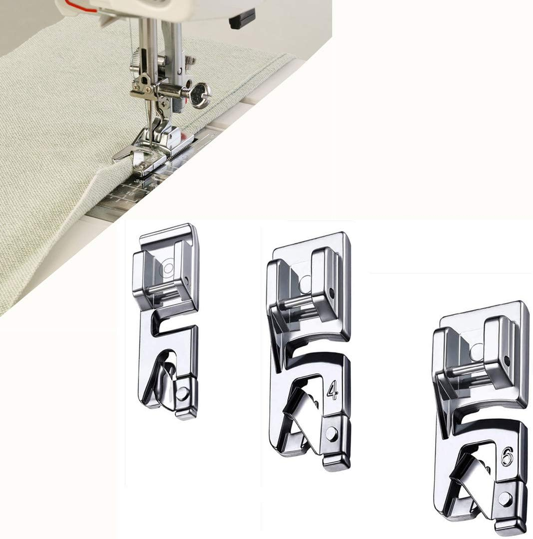 Windman 3 Sizes Rolled Hem Foot 3 Mm, 4 Mm, 6 Mm Hemmer Foot for Singer Brother Hem Foot Low Shank Machine Sewing Foot Hemmer image number 5