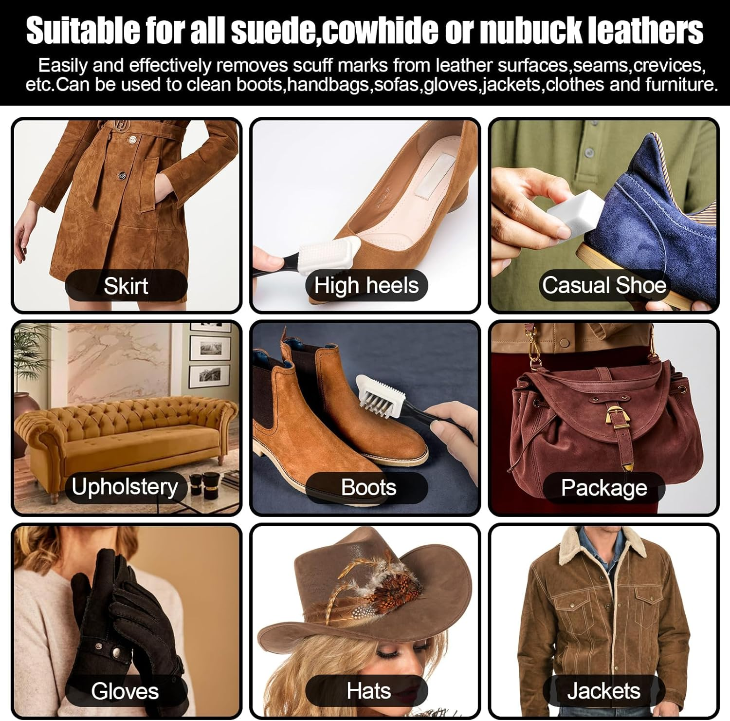 Suede Brush Kit, 4-Sided Suede Cleaning Brush with Eraser, Cleaner Brush for Boots, Jackets, Shoes, Furniture image number 2