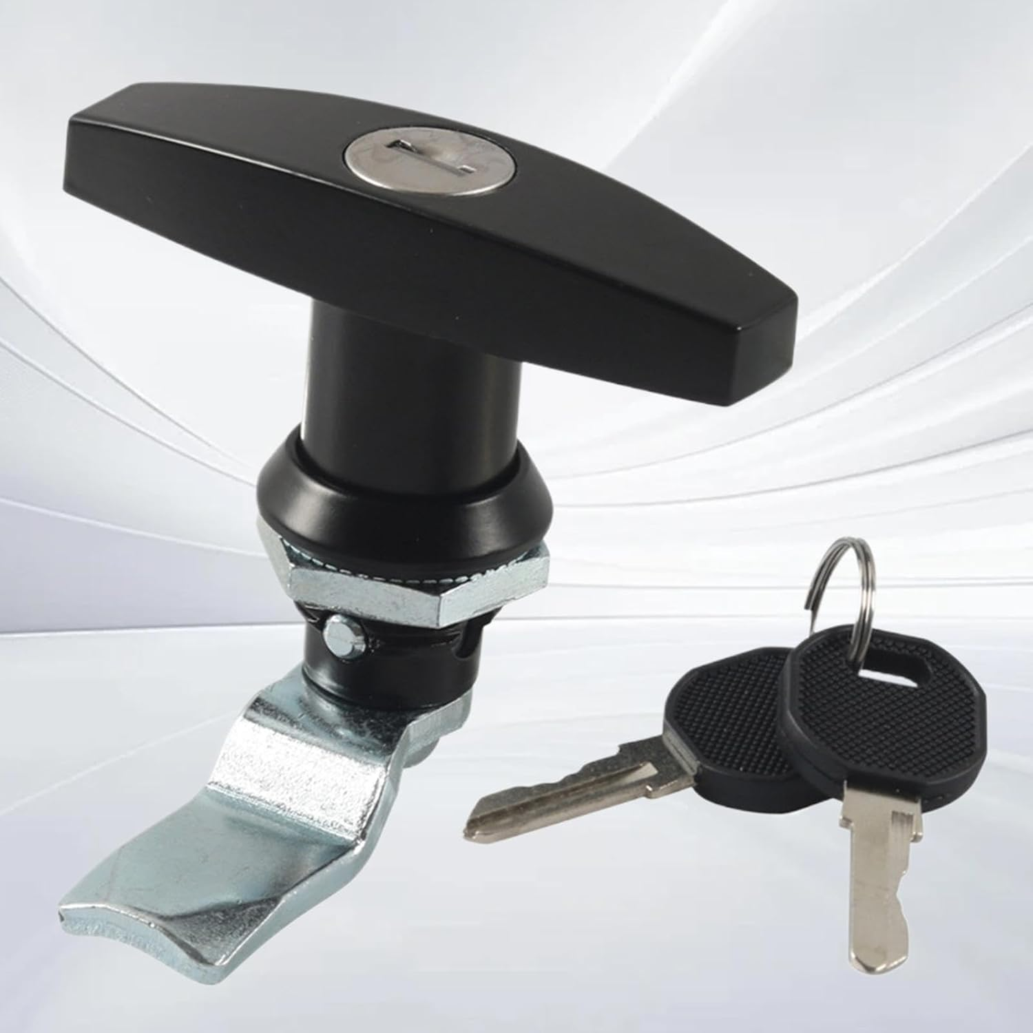 Shed Door T Handle Lock,Zinc Alloy Looking Kit with 2 Keys for Garage Door | Replacement T-Handle Parts Lock for Shed Doors, Toolboxes, Garage Doors, Vehicle Toolboxes, Trailers - Black image number 6