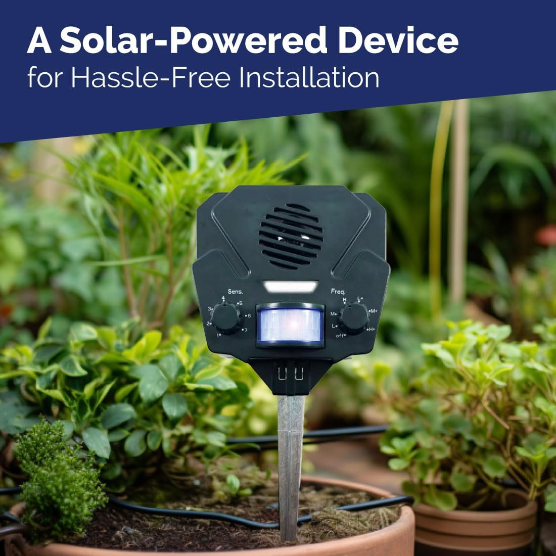 Bird-X Solar Yard Gard, Ultrasonic and Solar-Powered Animal Decoy Device with Motion Sensor, Easy to Install, Covers up to 3,000 Sq. Ft., 15-25 Khz Frequency, 8.5" X 7" X 4" image number 4