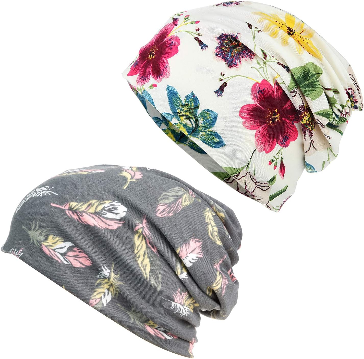 HONENNA Flower Printed Cotton Beanie Women Turban Headband Chemo Cap