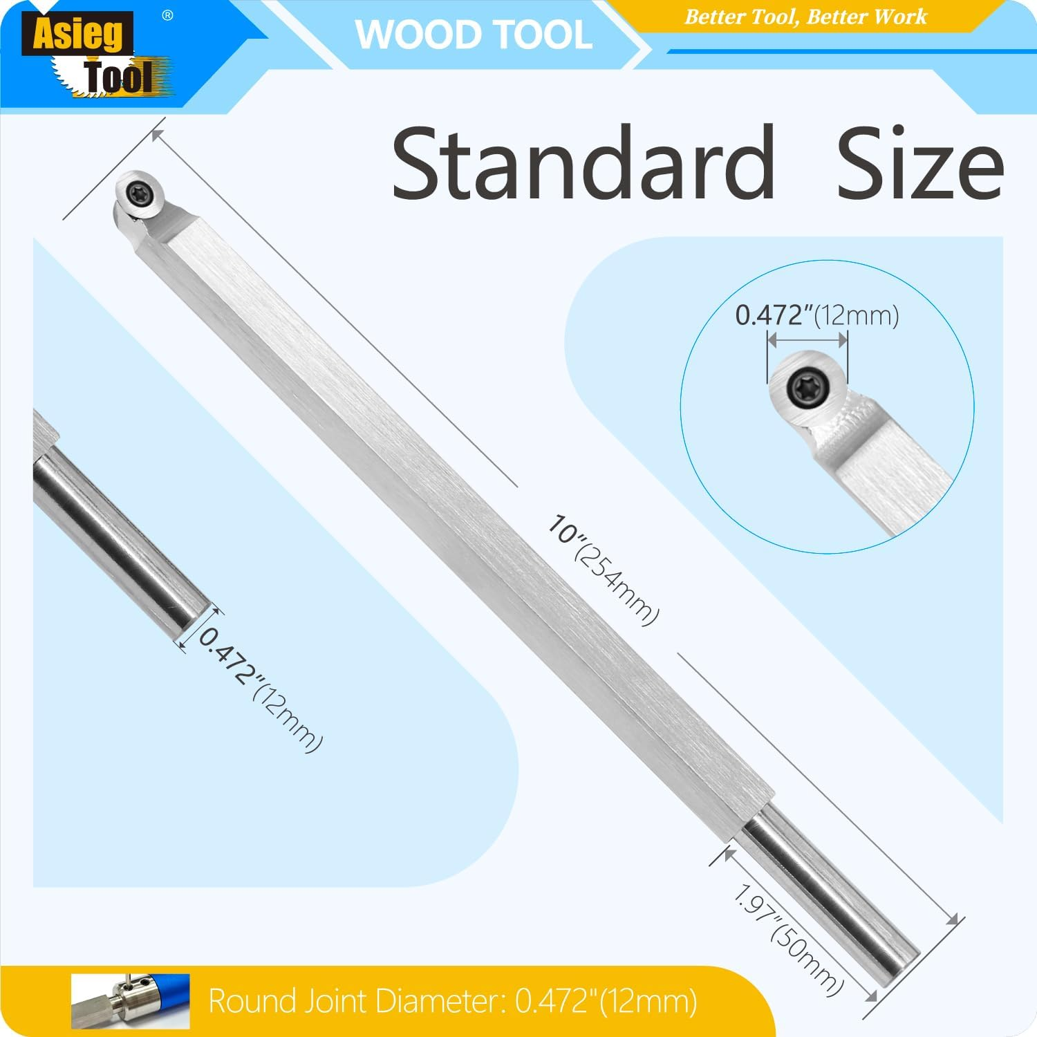 10 Inches Wood Turning Tool Carbide Tipped Lathe Chisel Finisher Tool Bar with Ci3 12Mm round Carbide Insert Cutter for Wood Hobbyist or DIY or Carpenter,Handle Not Include image number 2