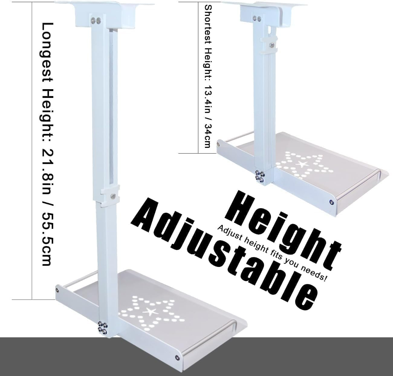 2-Be-Best Universal Projector Ceiling Mount with Tray, 11.8IN-20.5IN / 30CM-52CM Height Adjustable Projector Shelf Mount Extendable Ceiling Projectors Mounts Upgraded White image number 2