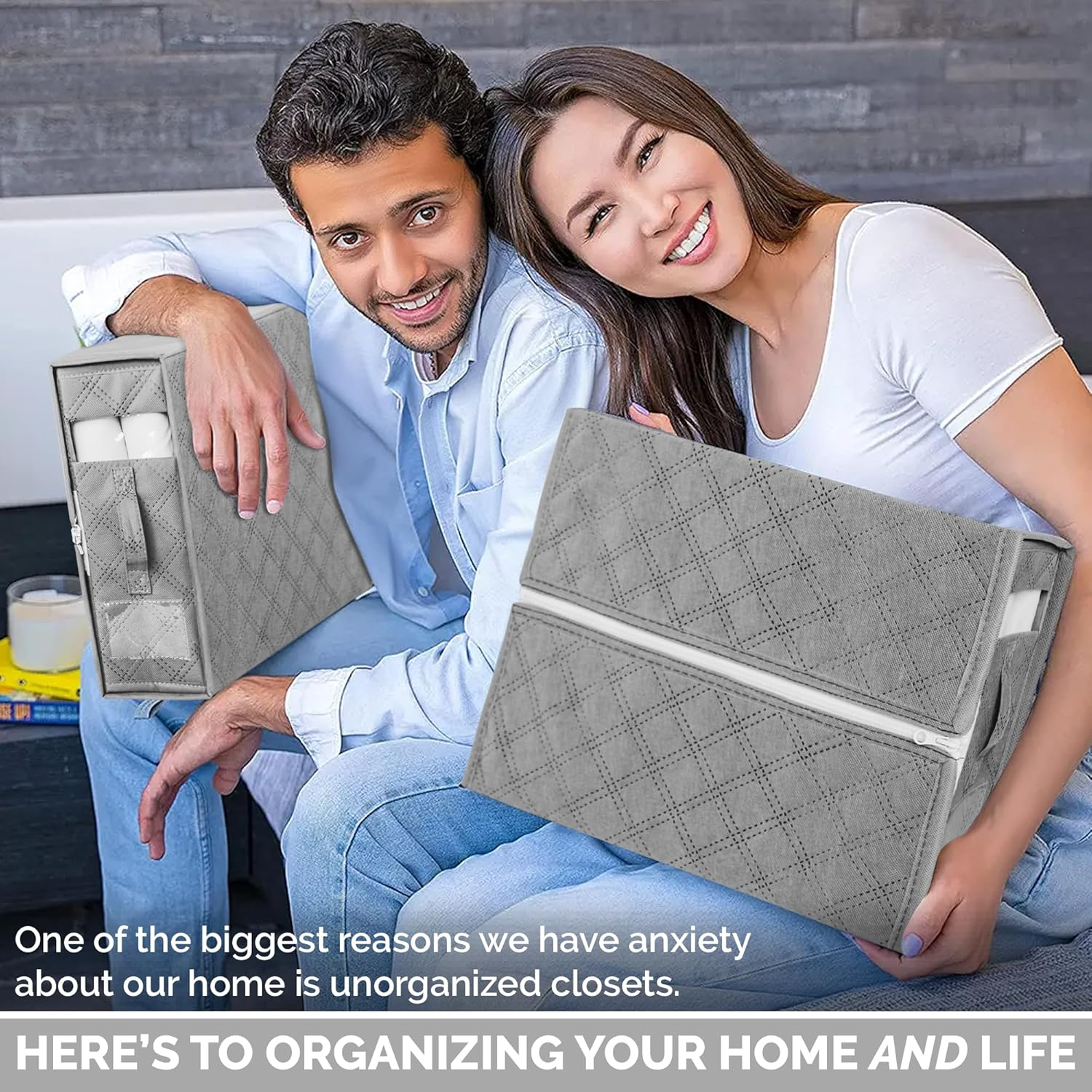 Bed Sheet Organizers and Storage W/Dual Zippers to Resist Collapse (3 Pack)- Versatile Linen Storage Organizer - Protective Bed Sheet Storage Organizer - Durable Bed Sheets Organizer for Linen Closet image number 4