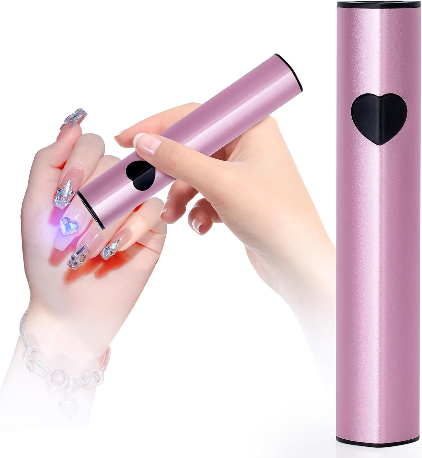 Linssy 10W Portable Uv Nail Lamp Portable UV Lamp with USB Flash Rechargeable Curing Nail Art Nail Polish 3D Home Use (Pink) image number 1