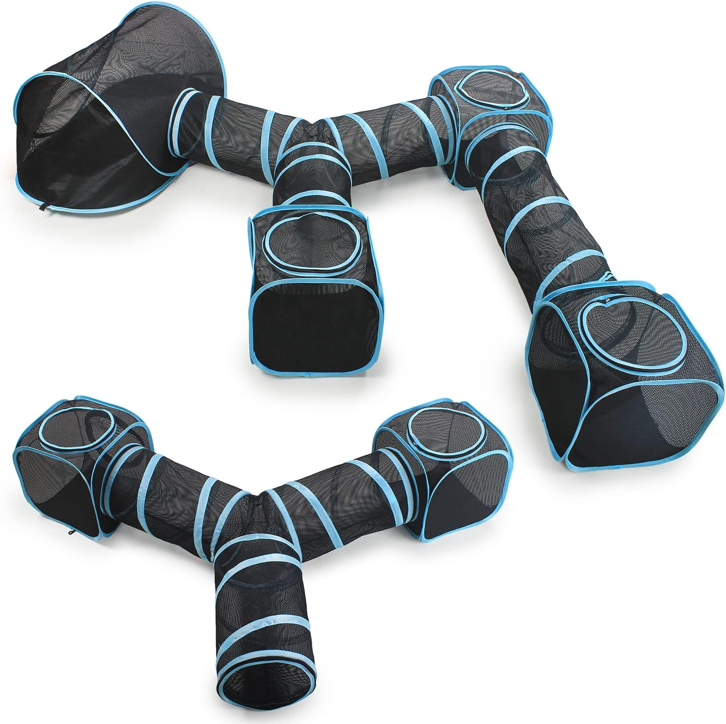 INTURN Cat Furniture Tent for Indoor and Outdoor Playpen Portable Tunnels, Kennel (2 Cube + 3-Way Tunnel),(It12787)