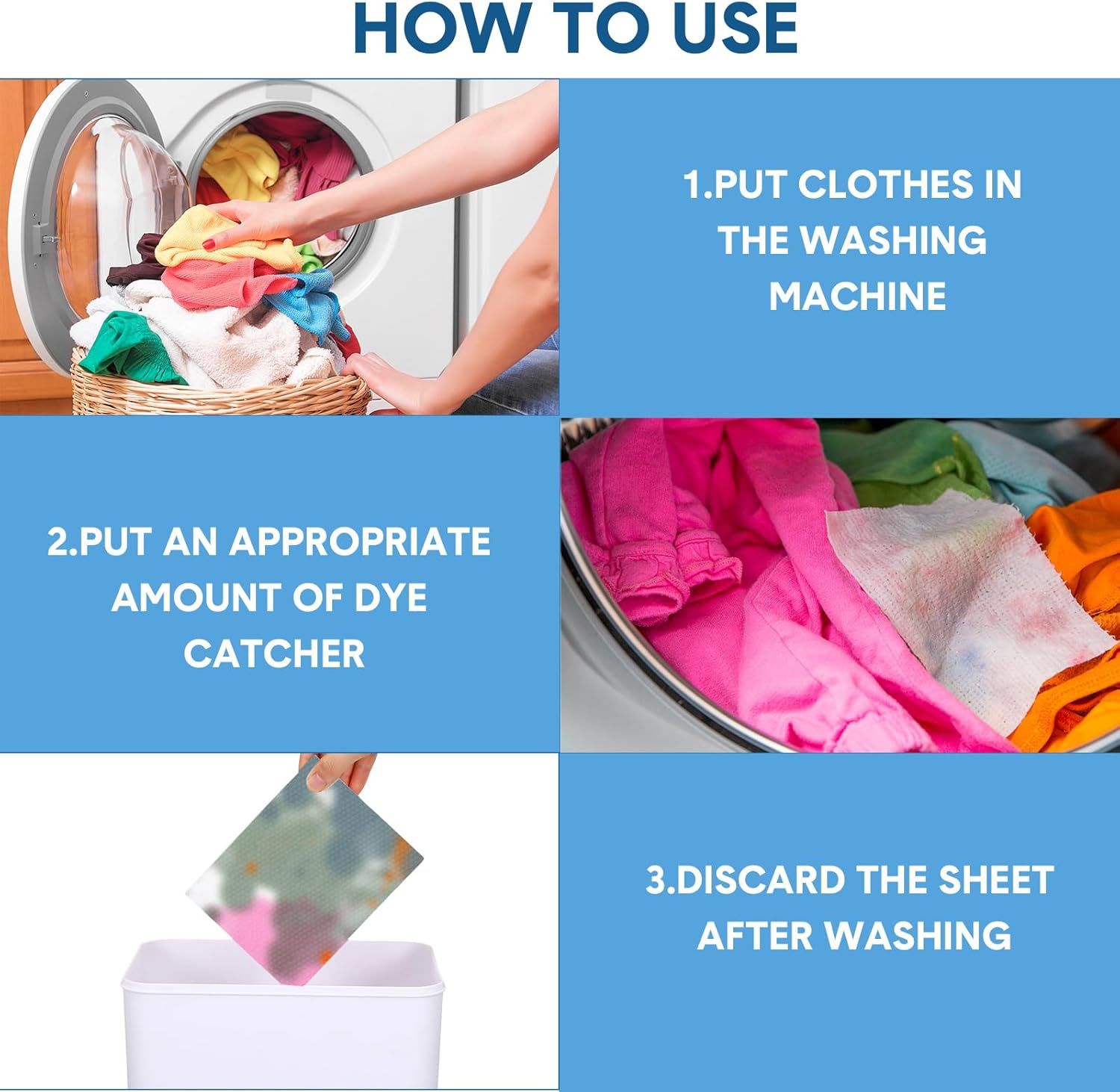 200 Pcs Count Color Absorber Laundry Sheets Color Dye Guard Sheets for Laundry Prevent Color Runs or Bleeds Fragrance Free Color Trapping Sheets for Home Apartment image number 6