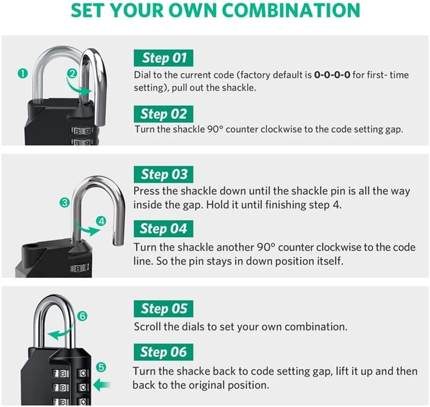 Combination-Lock 4 Digit Outdoor Waterproof Padlock,Gate,Locker,Hasp Number Lock - Enhanced Security with 10,000 Unique Code Options image number 3