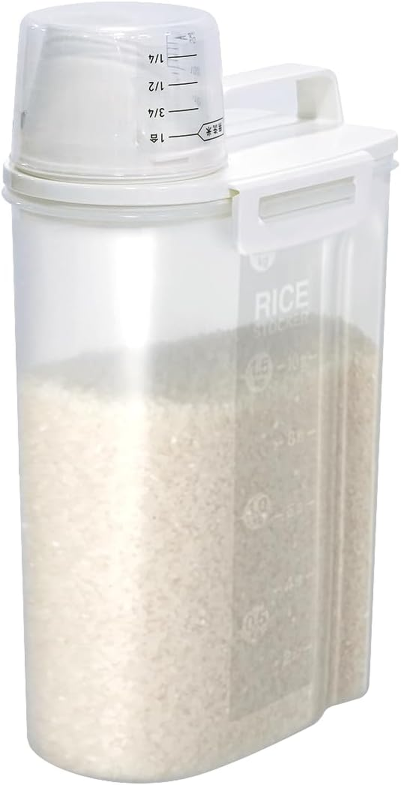 Sealed Rice Bin Refrigerator Storage, Freshness 4.4 Lbs (2 Kg), White, Firmly Sealed, Vertical and Horizontal Storage (With Gasket) image number 5