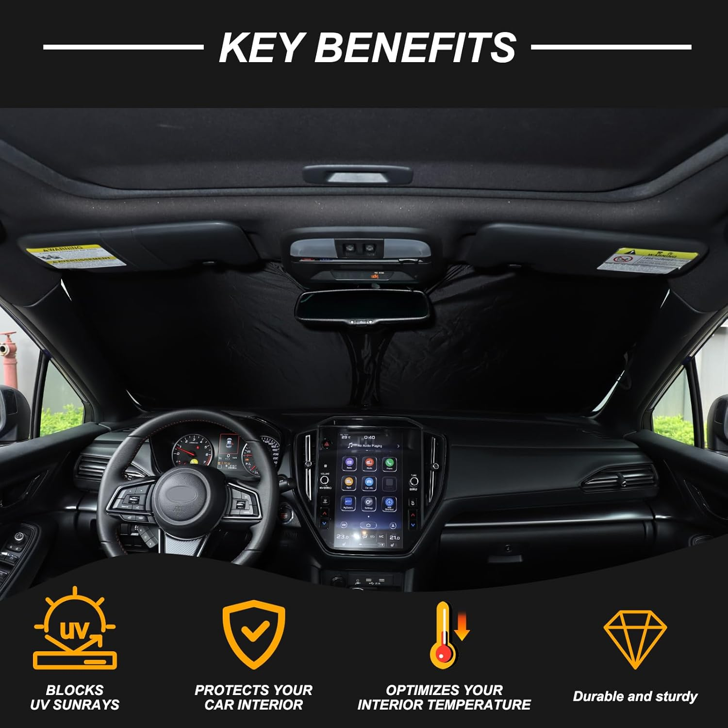 Yinaniutos Windscreen Sun Shade Compatible with Subaru WRX 2022-2025 Accessories | Reflective Windshield Cover Window Shade | UV & Heat Blocking Cover (Polyester (Style B)) image number 3