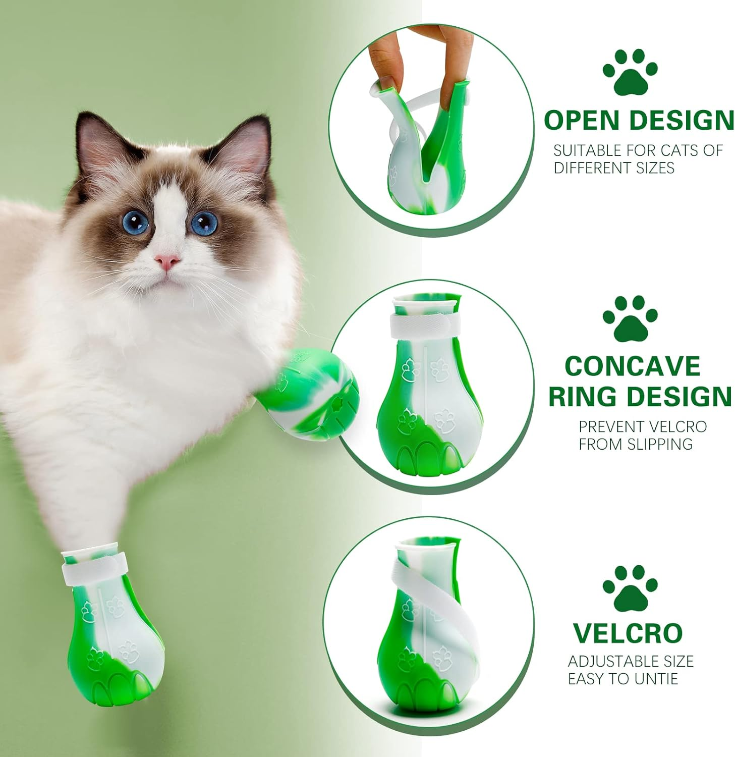 4Pcs Cat Boots for Cats Only Paw Covers Protectors New-Update Claws Shoes Paws Wound Boot Silicon anti Scratch Cat Mittens for Bathing, Nail Clipping, Ears Cleaning, Treatment
